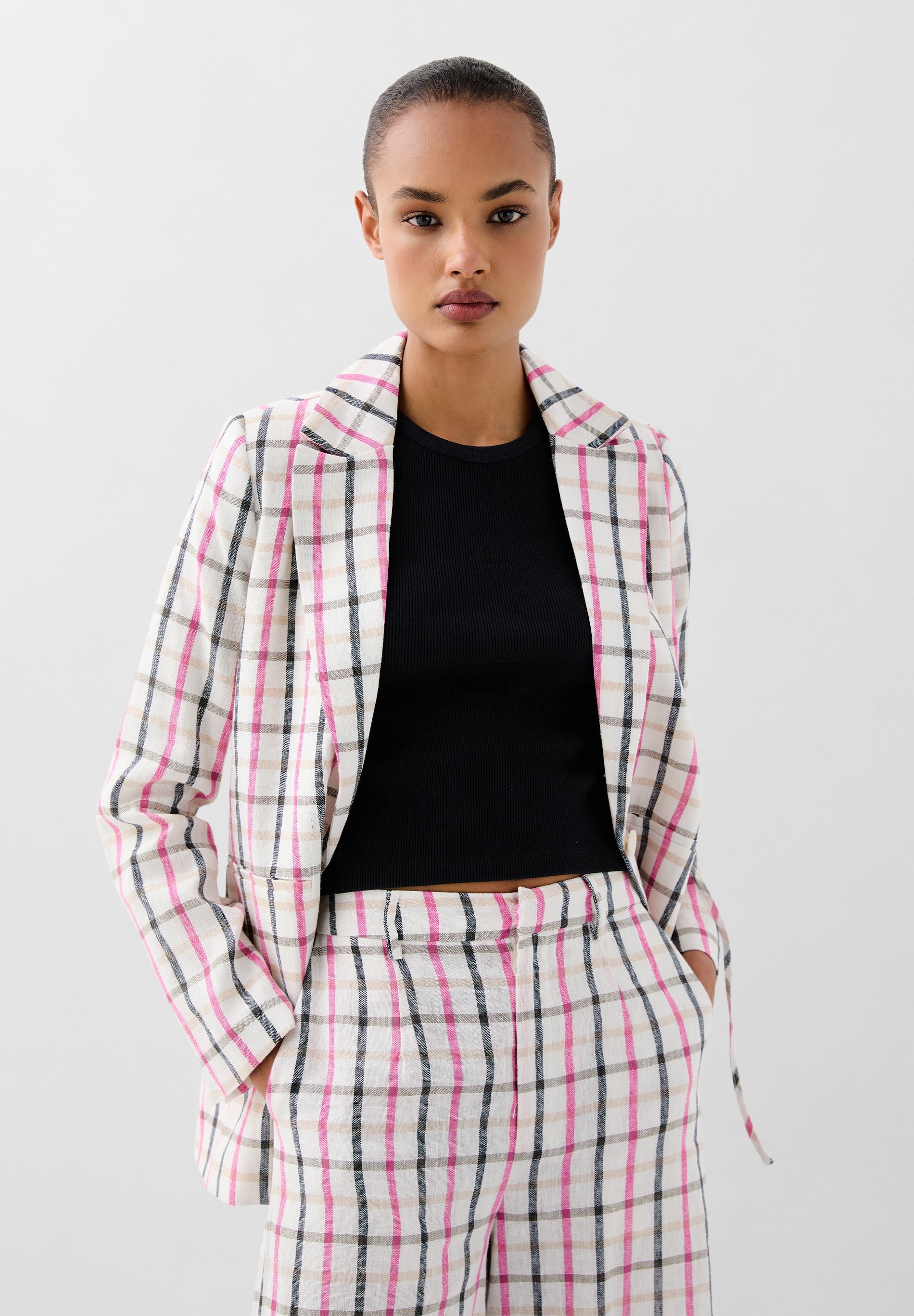 GINGHAM LINEN BLAZER