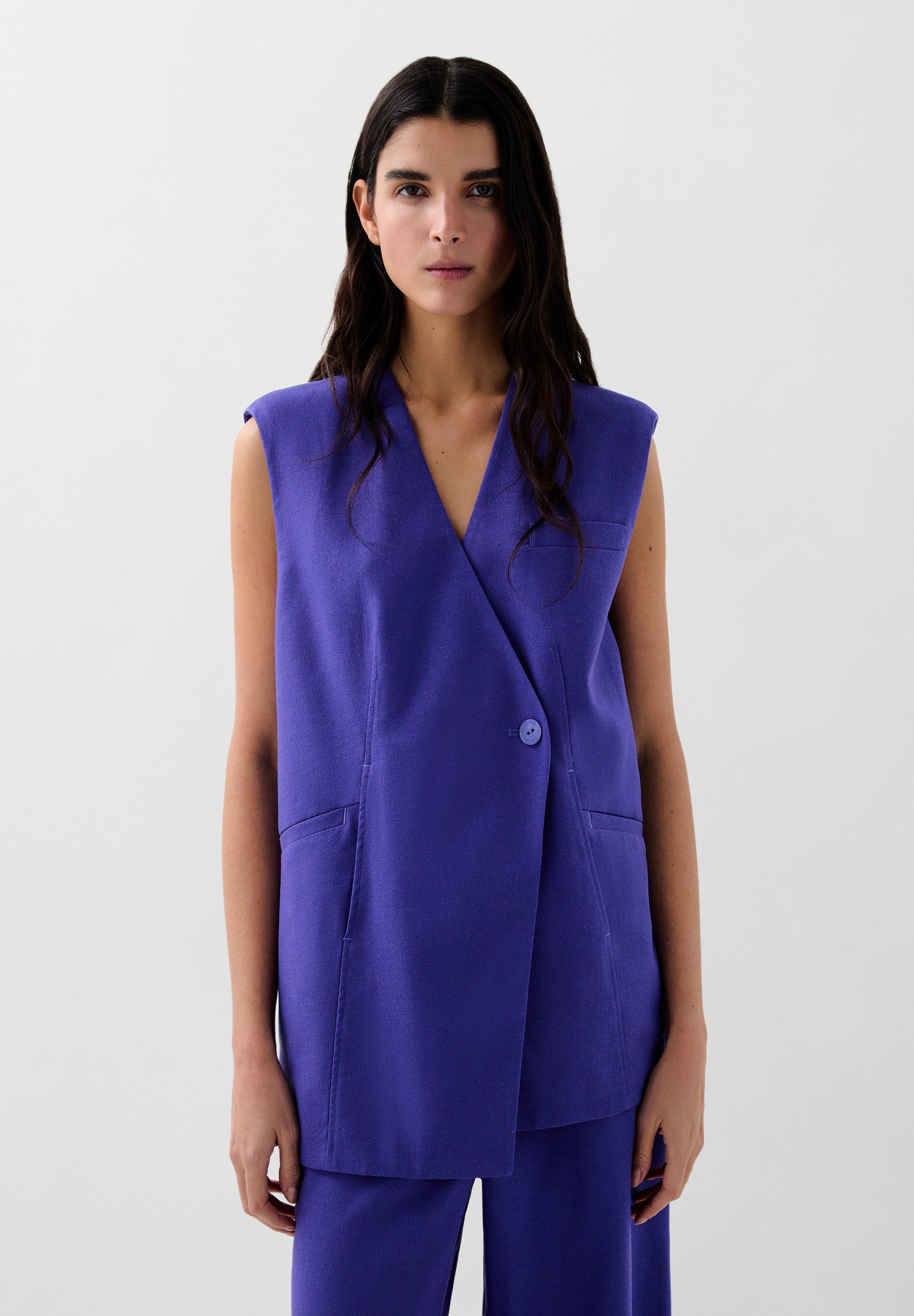 DOUBLE-BREASTED LINEN WAISTCOAT