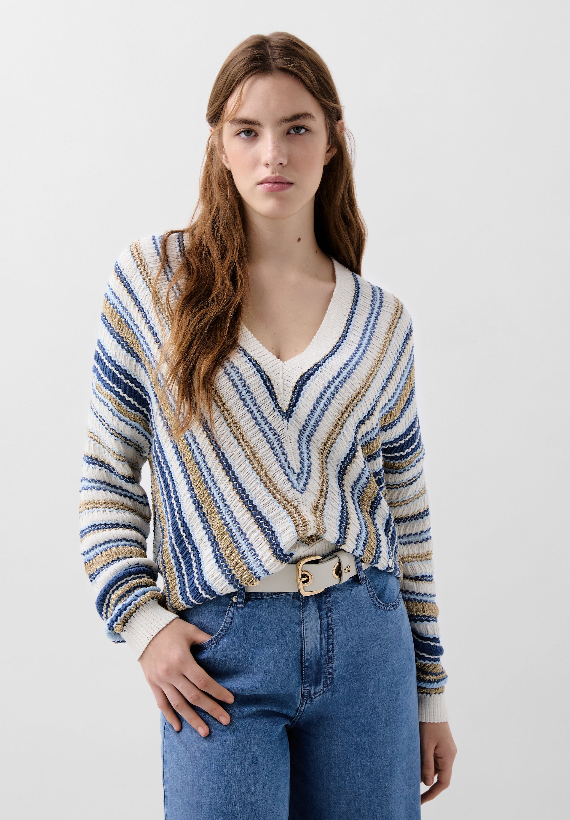 STRIPED CROCHET SWEATER