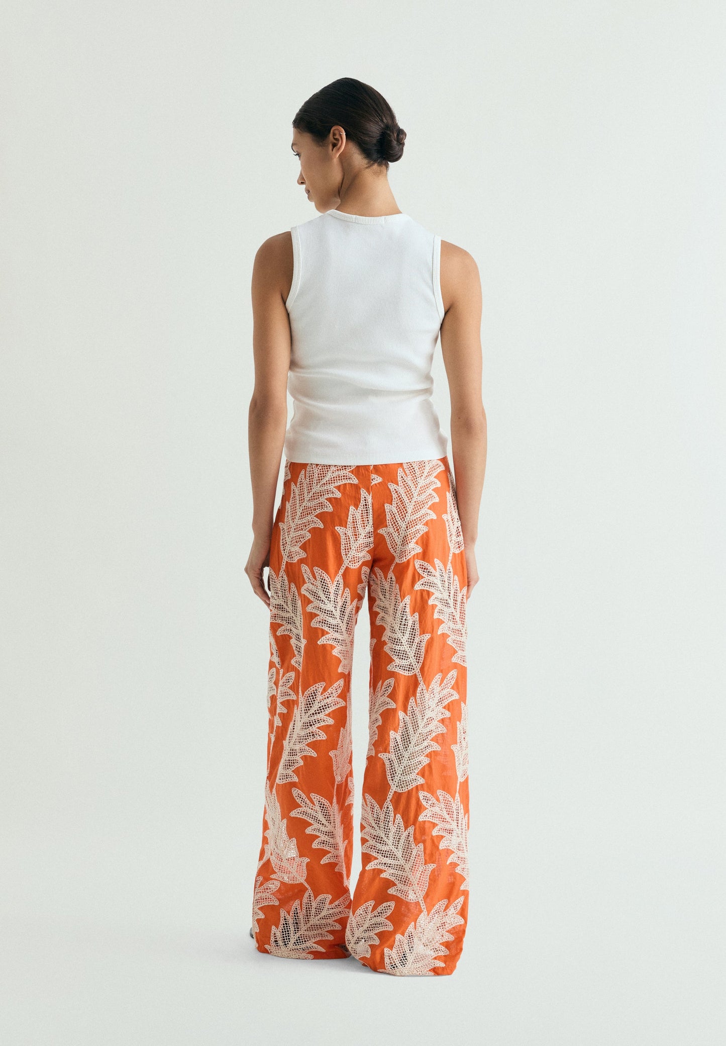 EMBROIDERED FLOWING TROUSERS