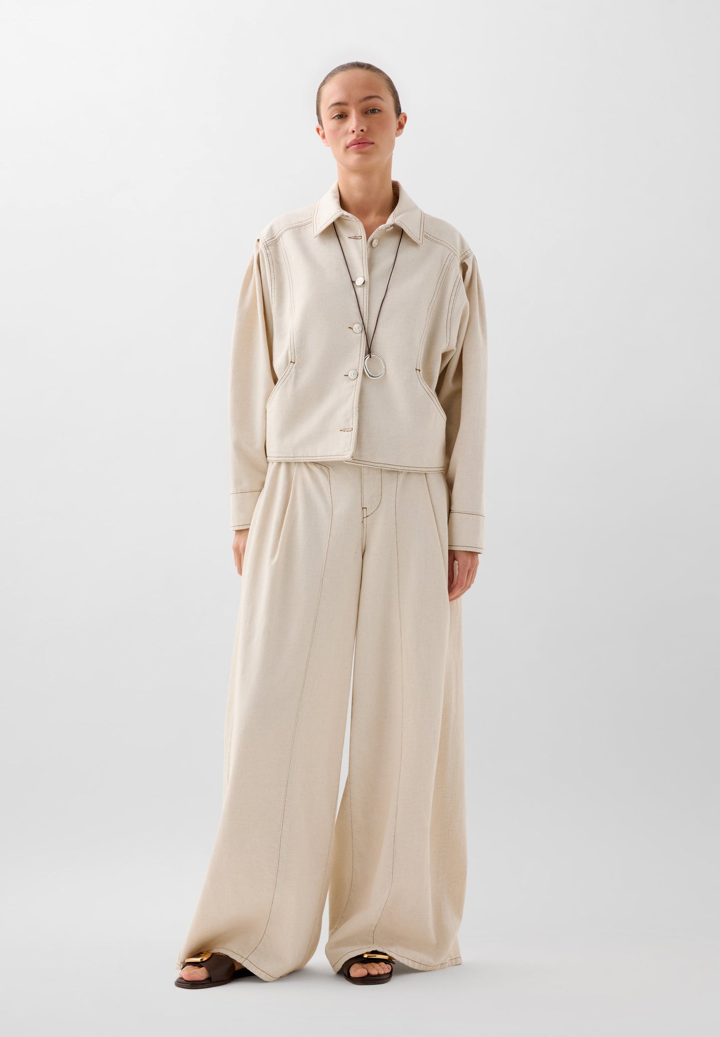 DENIM TROUSERS WITH SEAMS