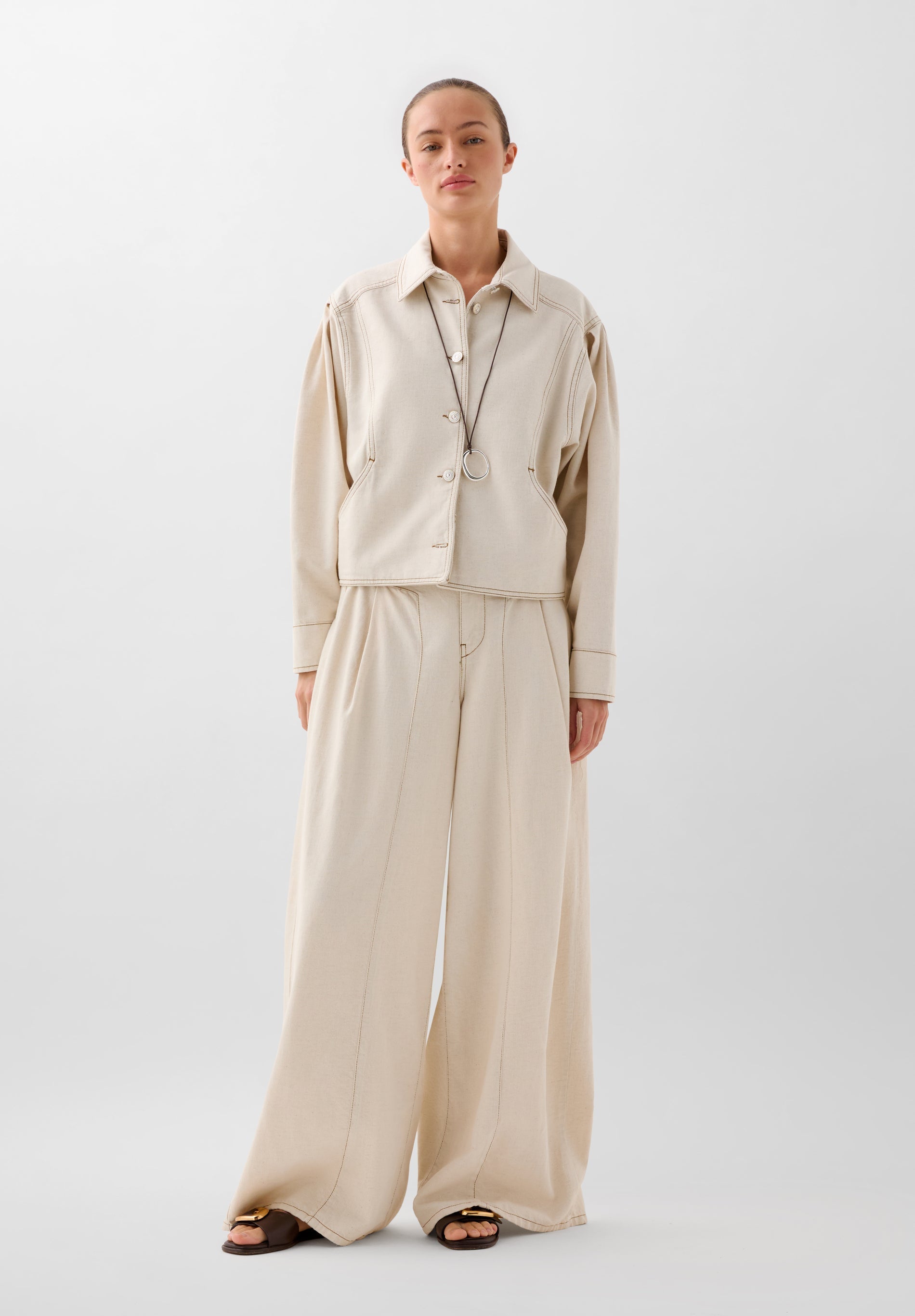 DENIM TROUSERS WITH SEAMS