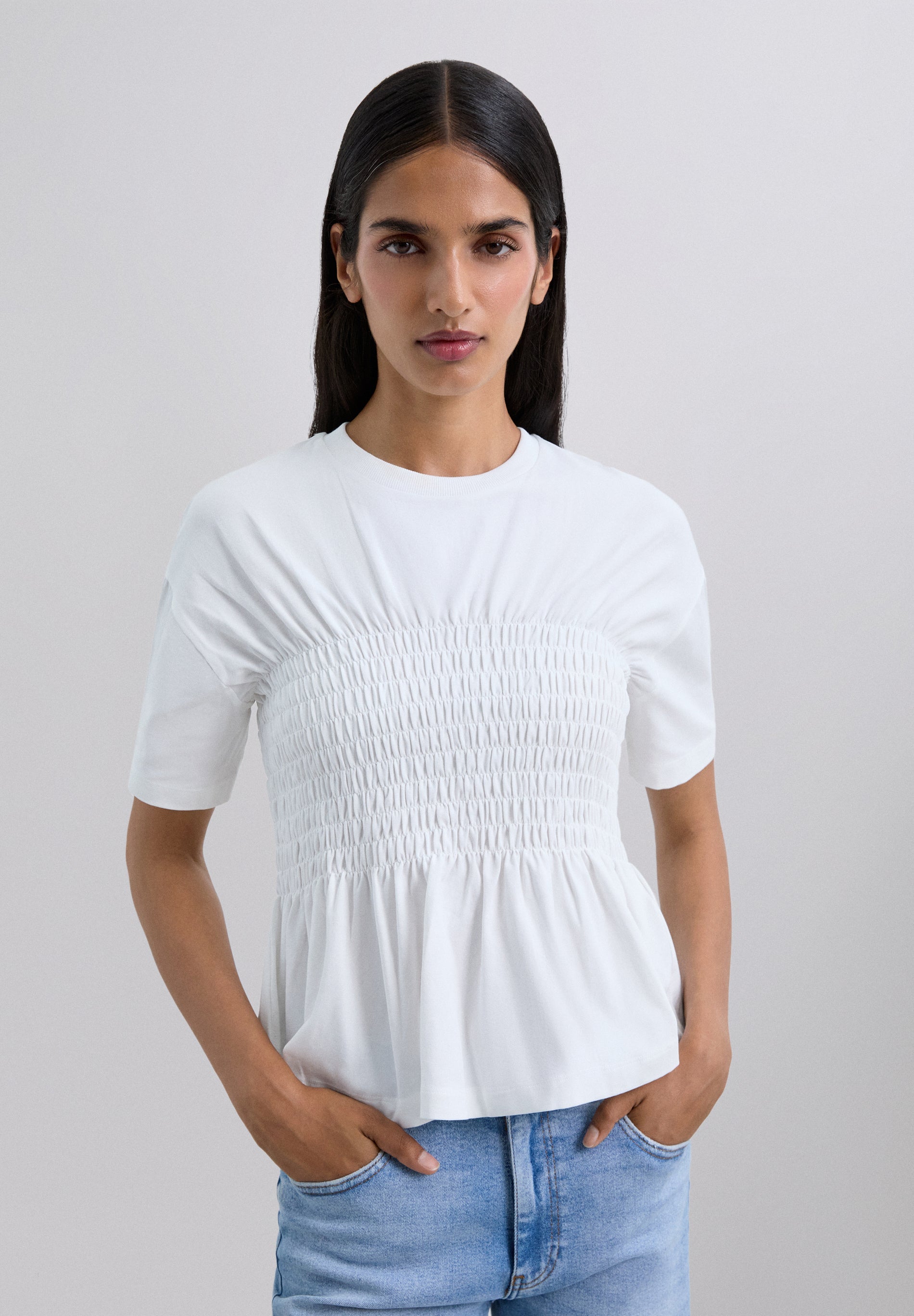 SMOCKED T-SHIRT