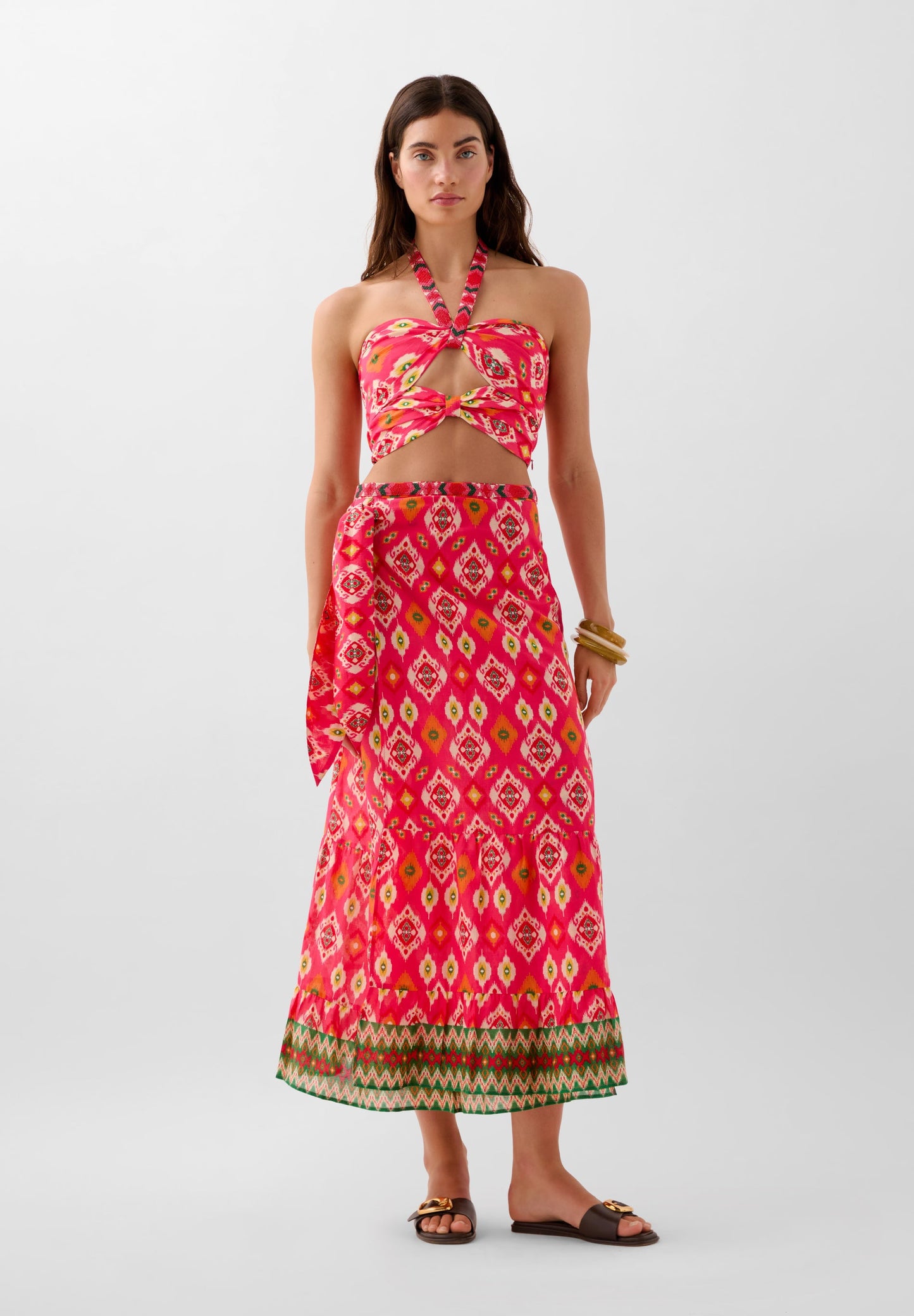 BEADED ETHNIC PRINT TOP