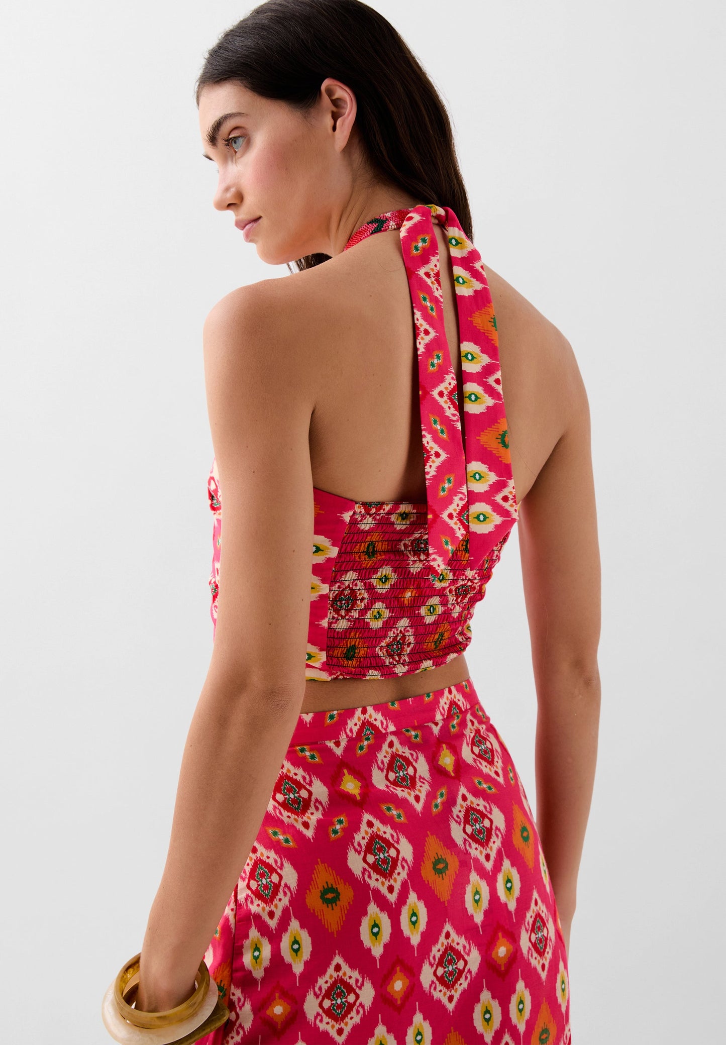 BEADED ETHNIC PRINT TOP