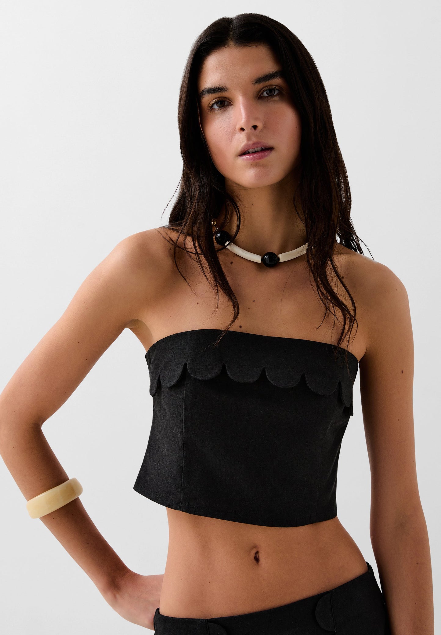 WAVED LINEN TOP