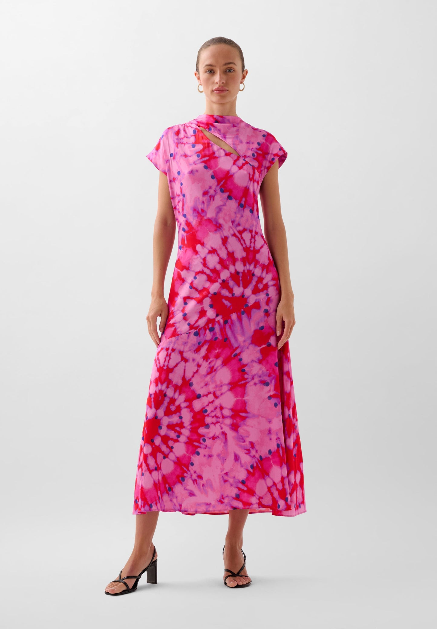 TIE-DYE DRESS WITH CUT-OUTS