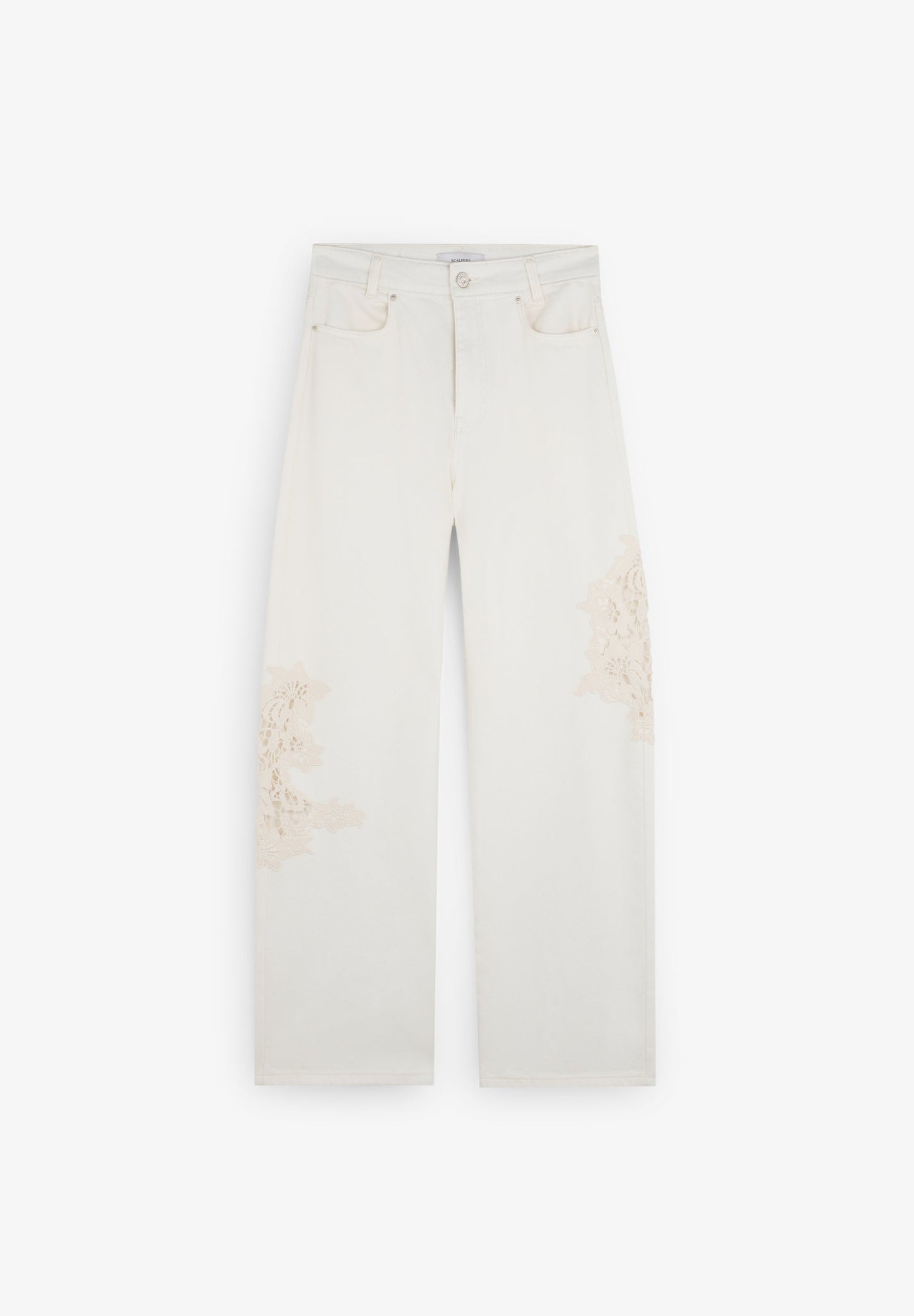 SC GUIPURE PATCH DENIM TROUSERS