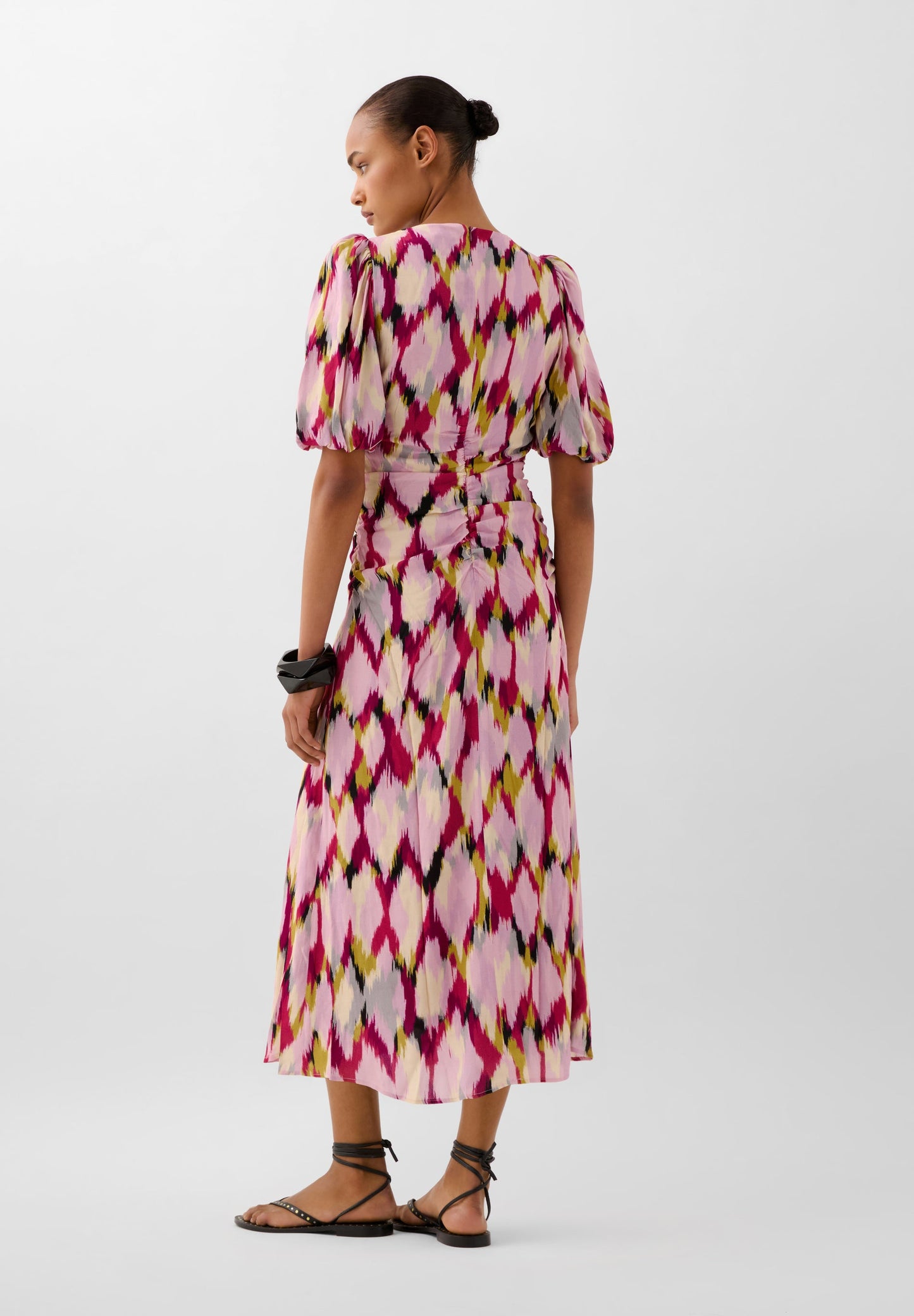 GATHERED PRINT DRESS