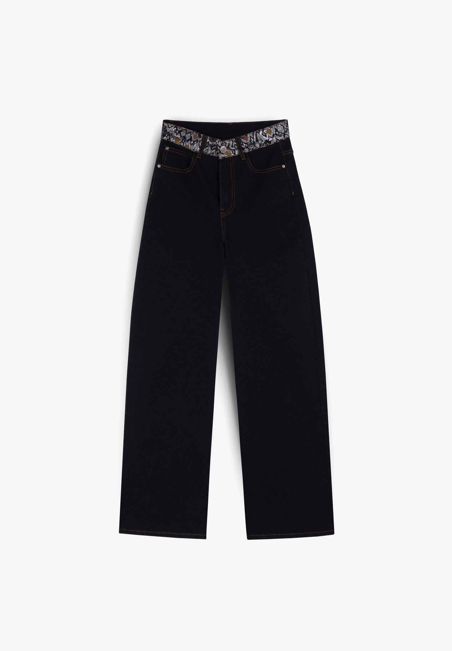 FULL LENGTH FLARED JACQUARD JEANS