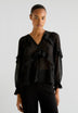 SHIMMERY SEMI-SHEER BLOUSE WITH RUFFLES