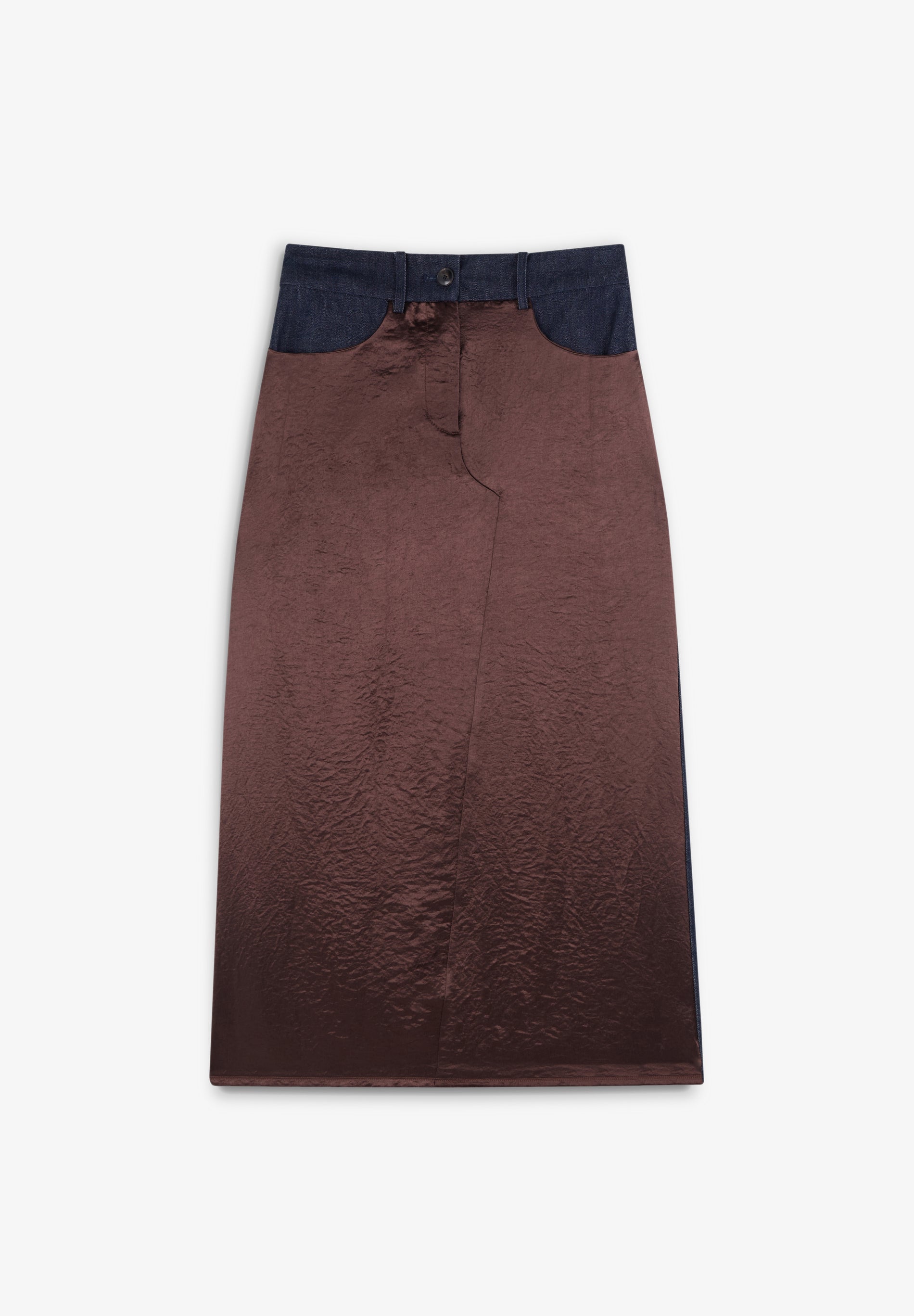 SATIN DENIM SKIRT