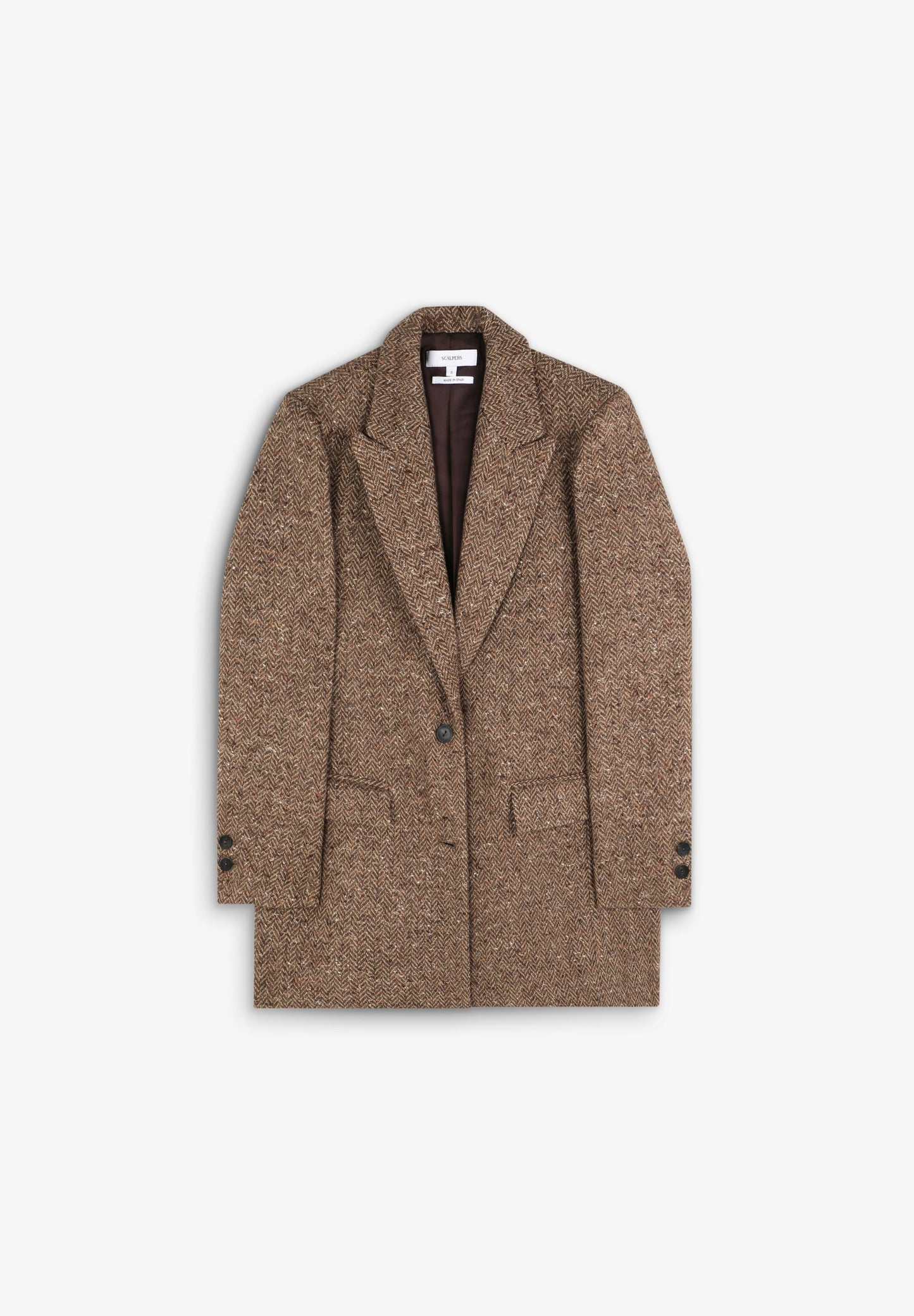 WOOL BLEND HERRINGBONE COAT