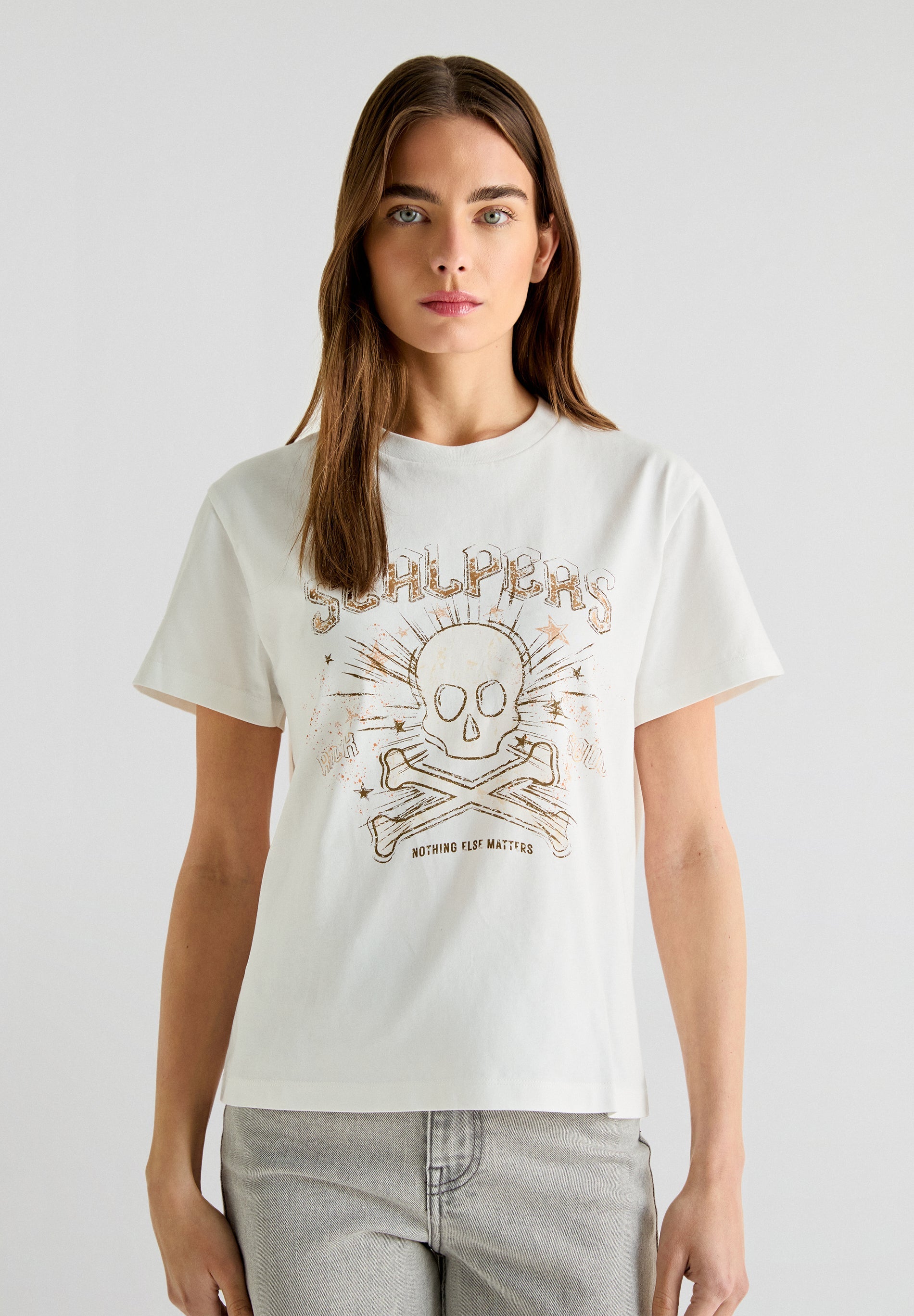 STAR AND SKULL PRINTED T-SHIRT