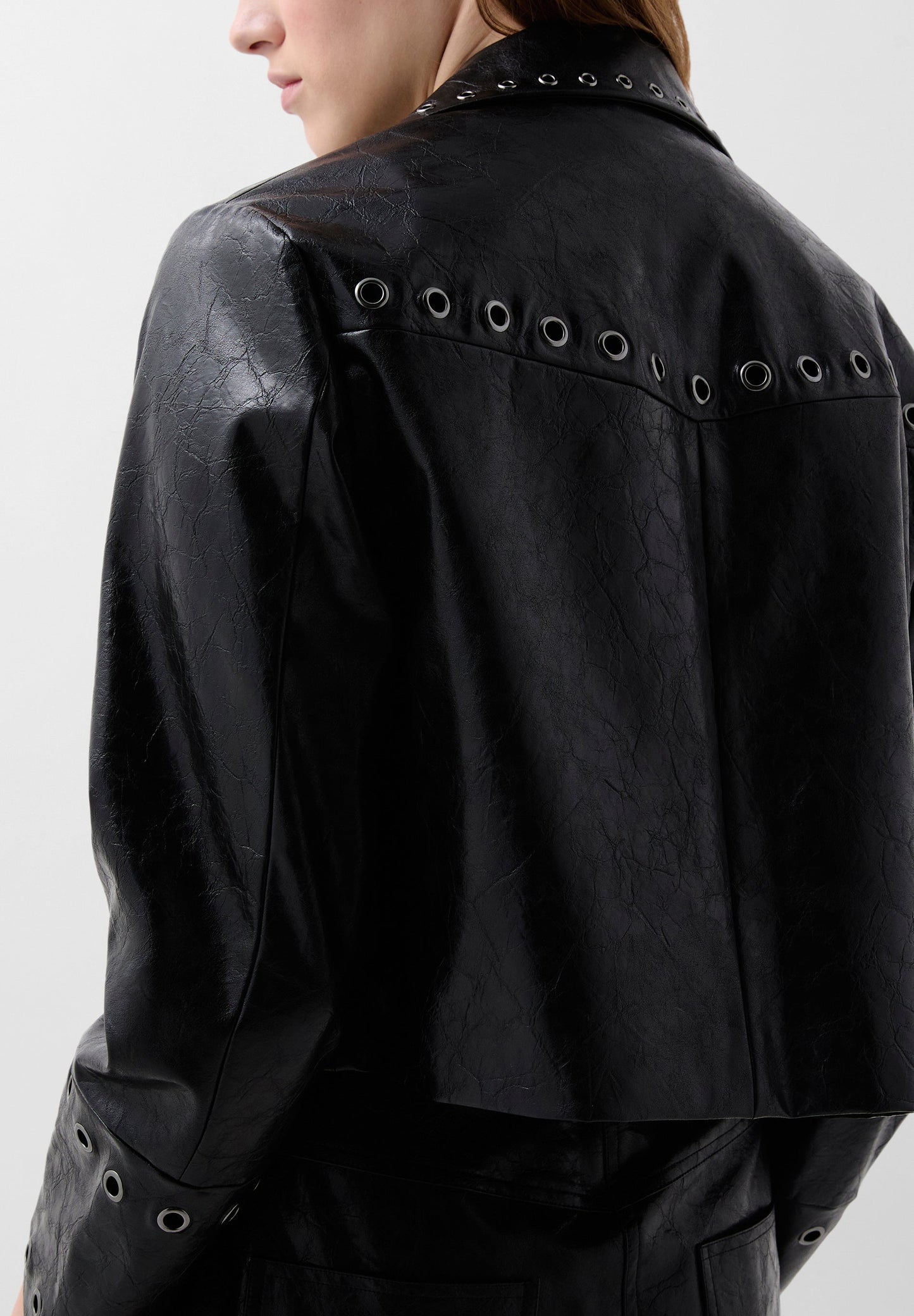 WAXED JACKET WITH EYELETS