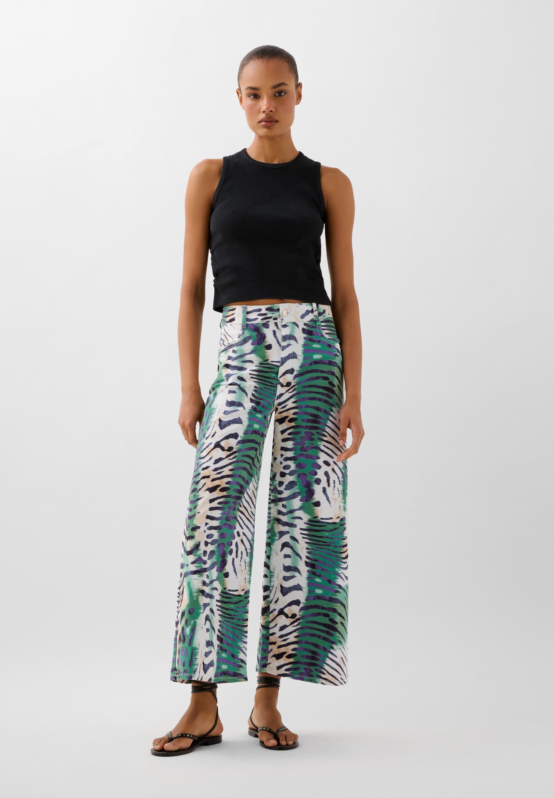 SCCULOTTE PRINT DENIM PANT