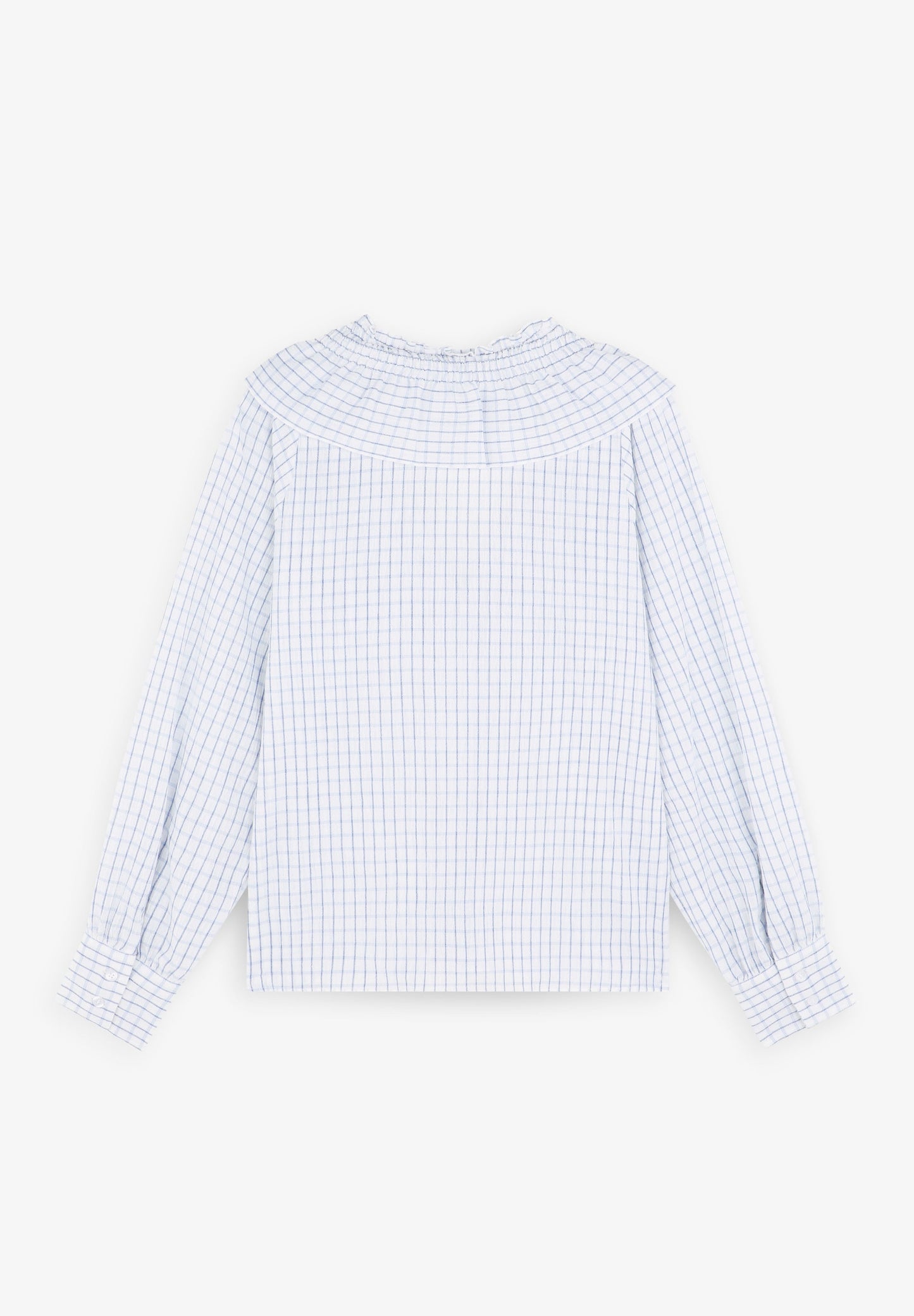 RUFFLED CHECK BLOUSE