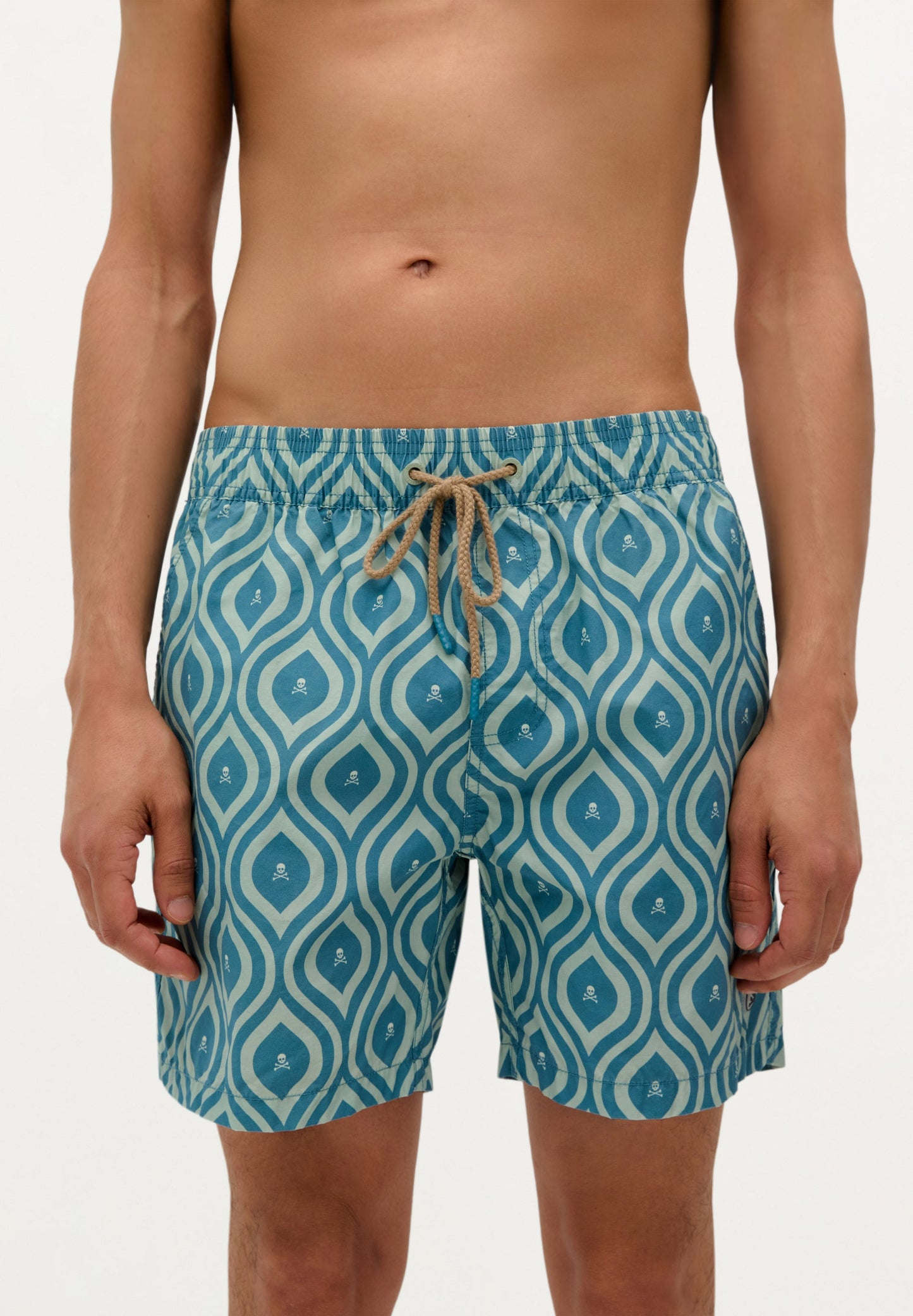 WAVED PRINT SWIMMING TRUNKS