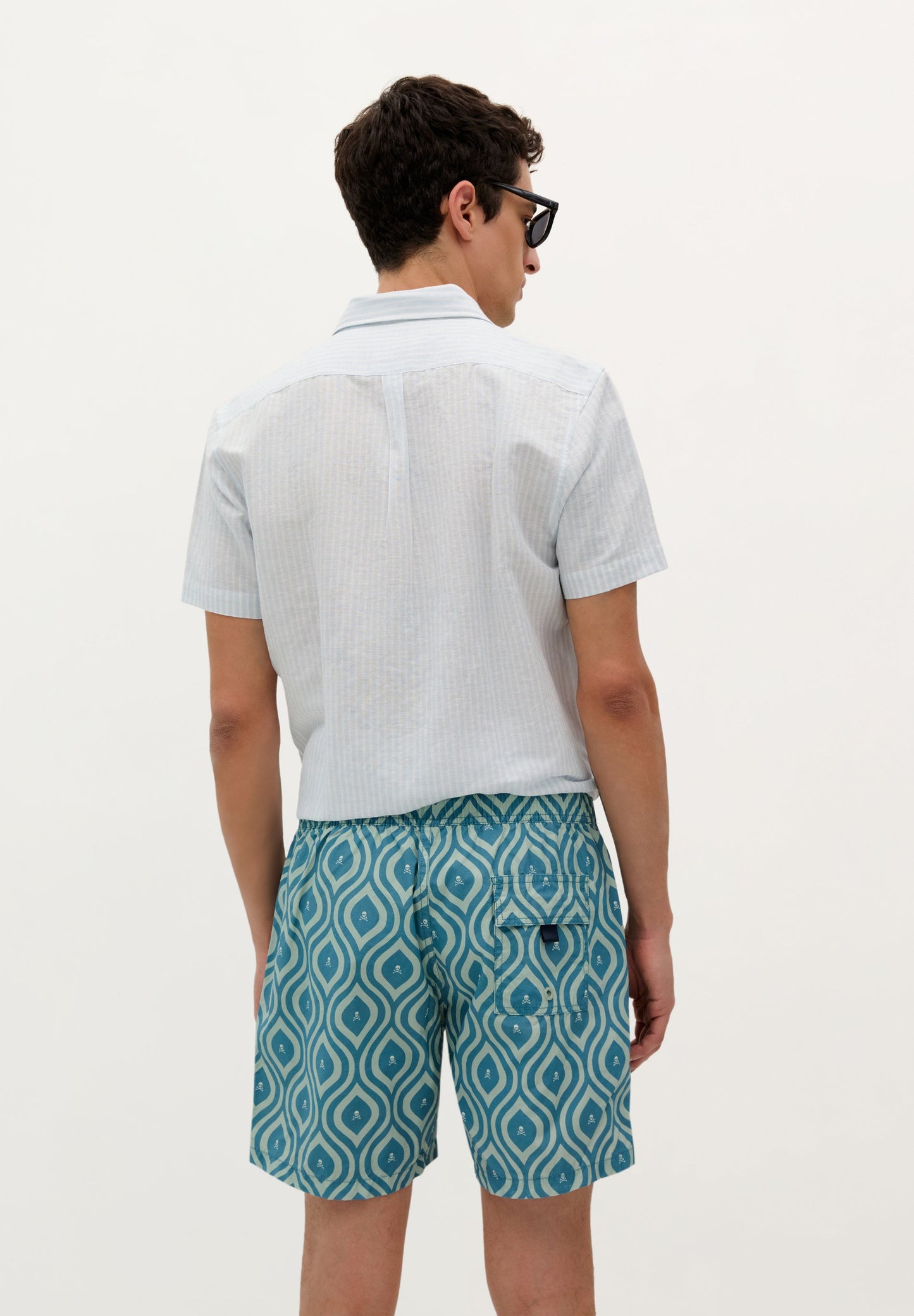 WAVED PRINT SWIMMING TRUNKS