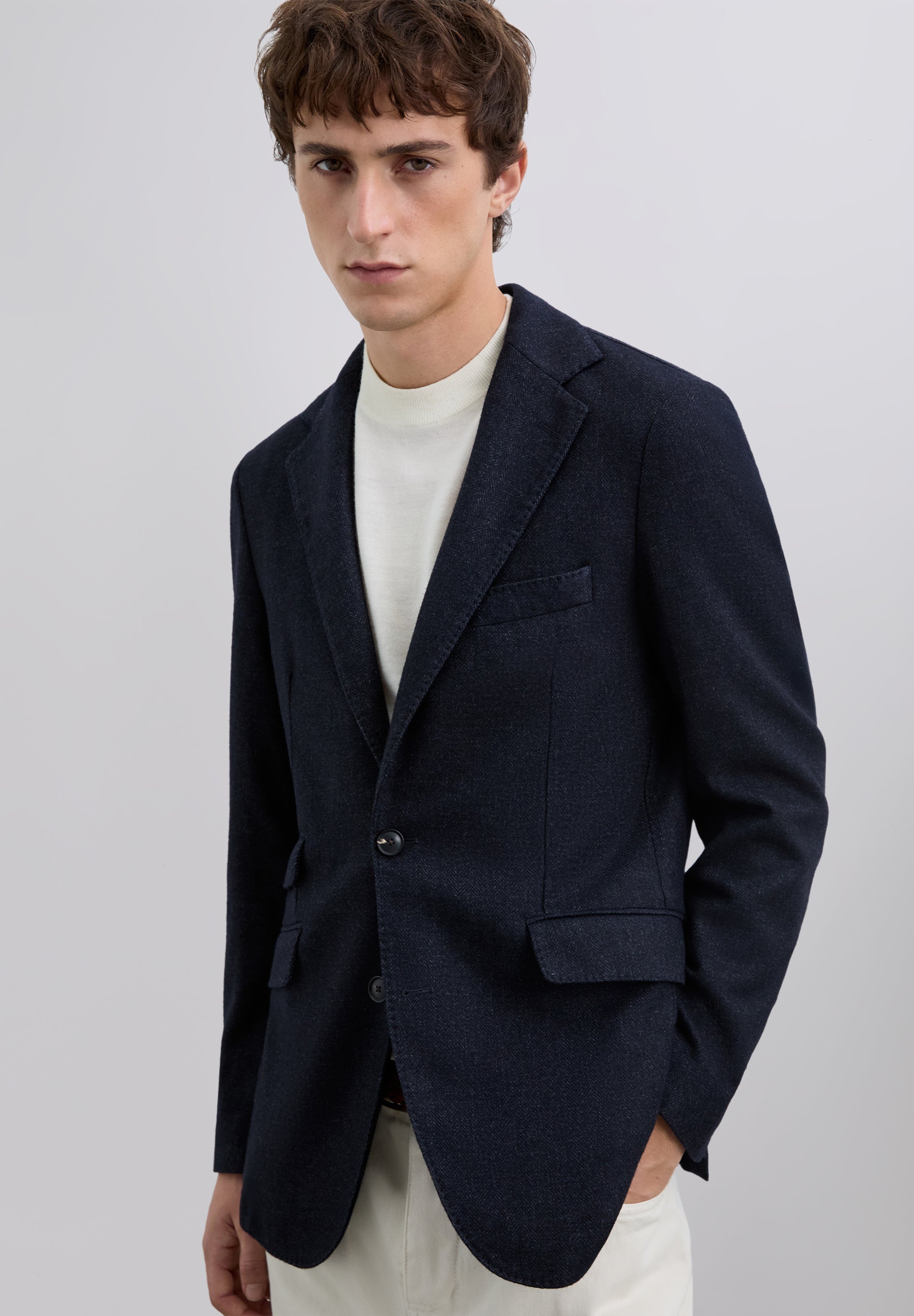 HERRINGBONE WOOL BLAZER