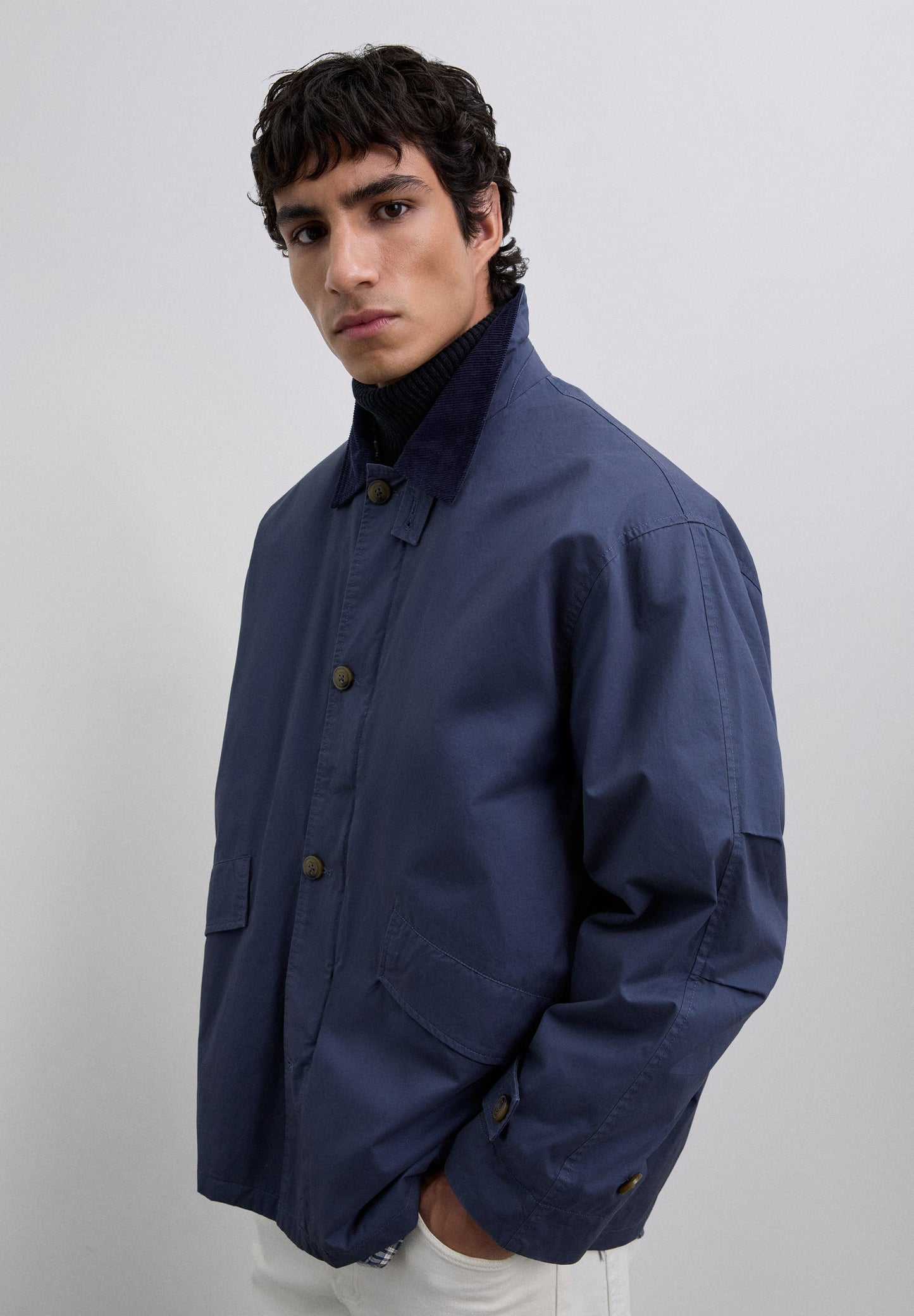 JACKET WITH CORDUROY COLLAR