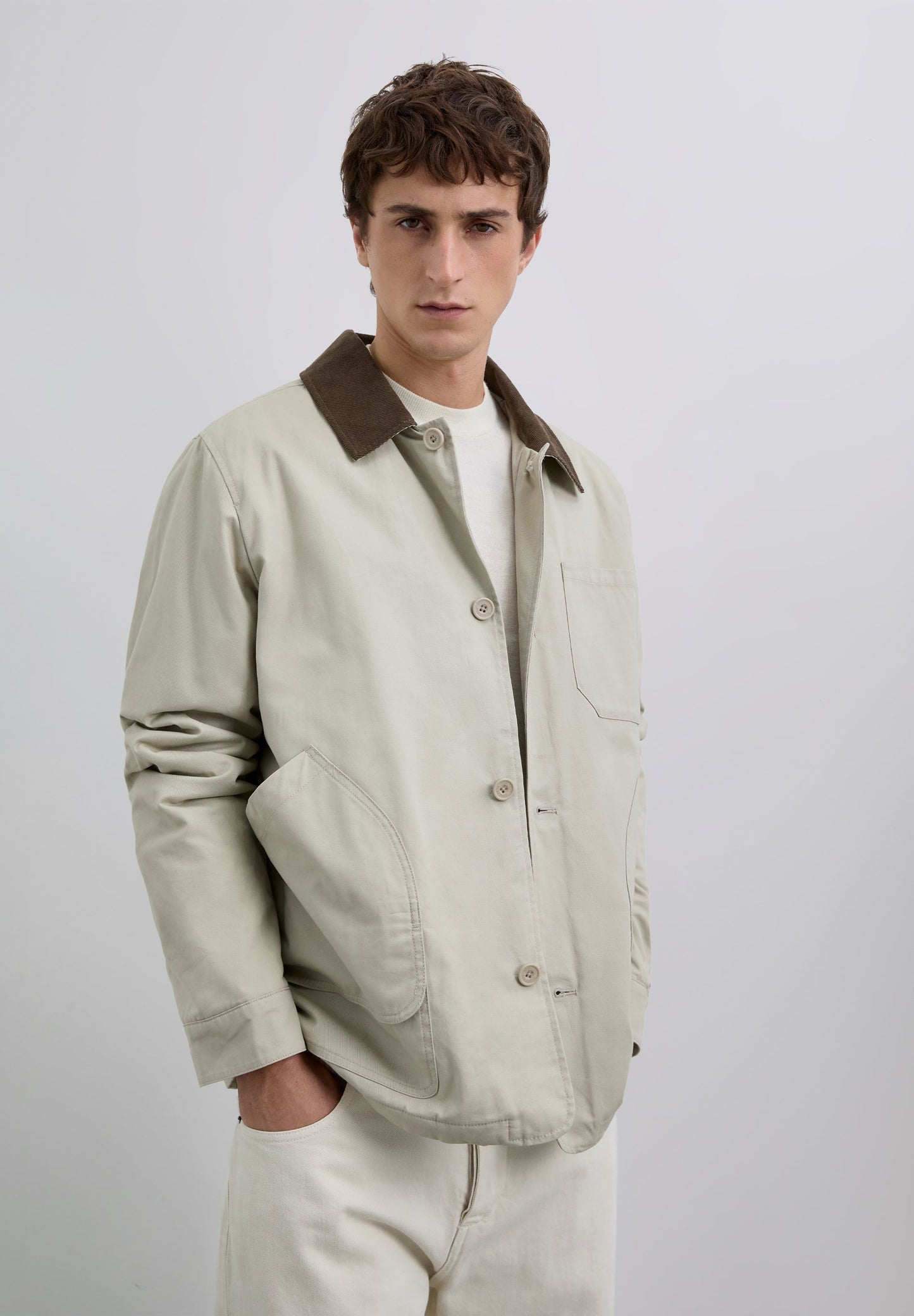 CONTRAST JACKET WITH CORDUROY COLLAR
