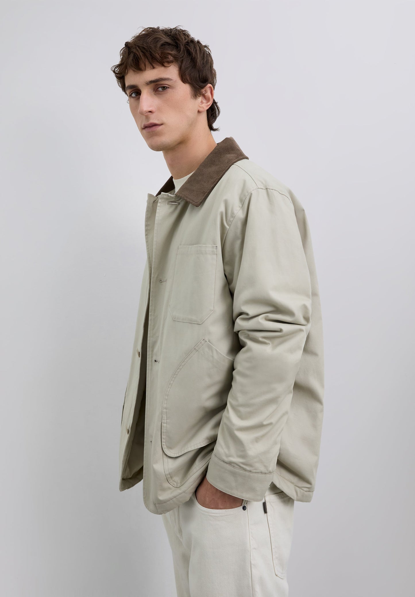 CONTRAST JACKET WITH CORDUROY COLLAR