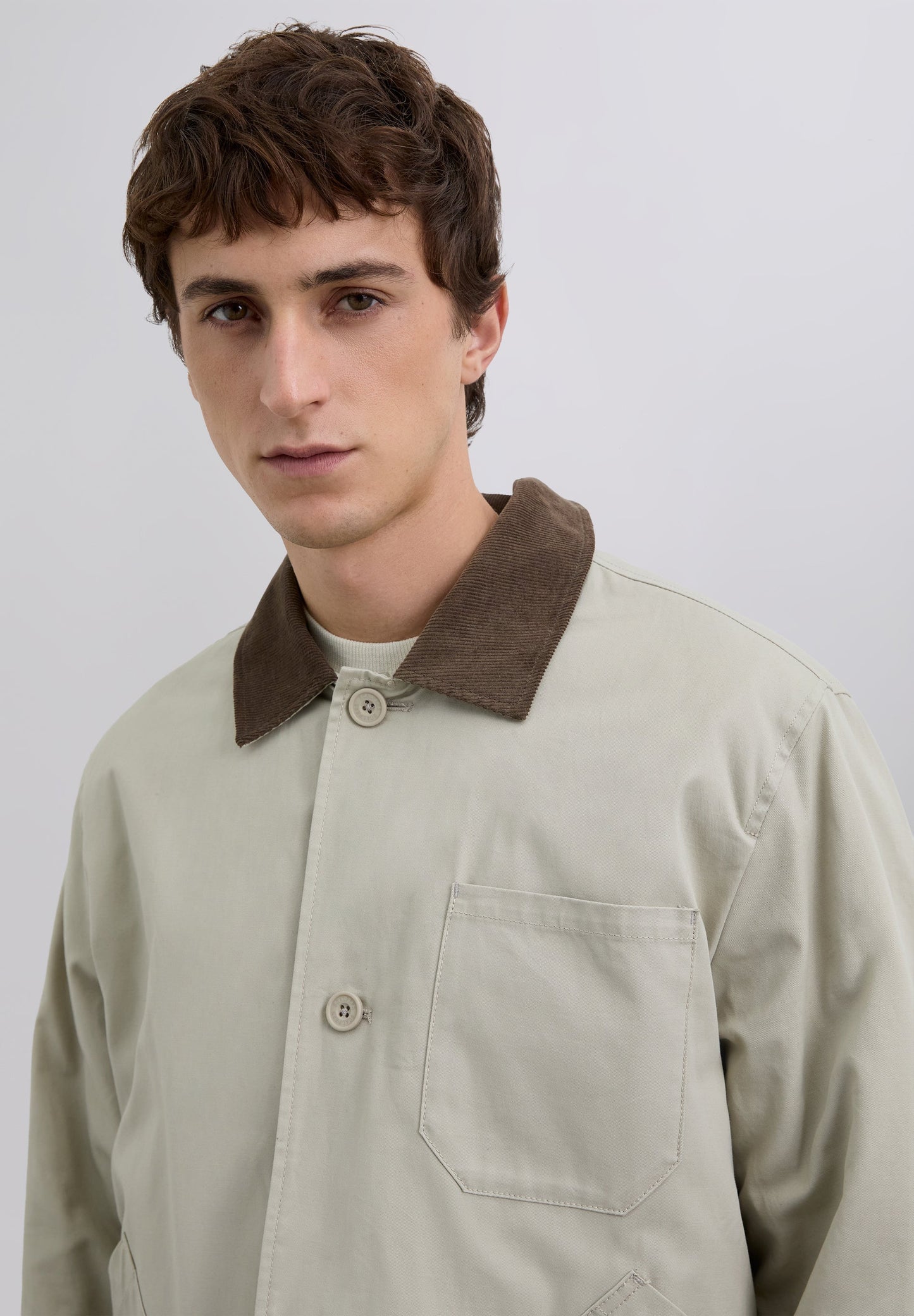 CONTRAST JACKET WITH CORDUROY COLLAR
