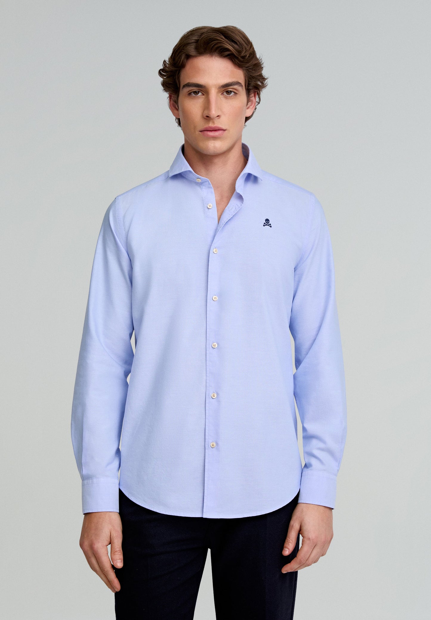 CONTRAST SKULL PLAIN FORMAL SHIRT