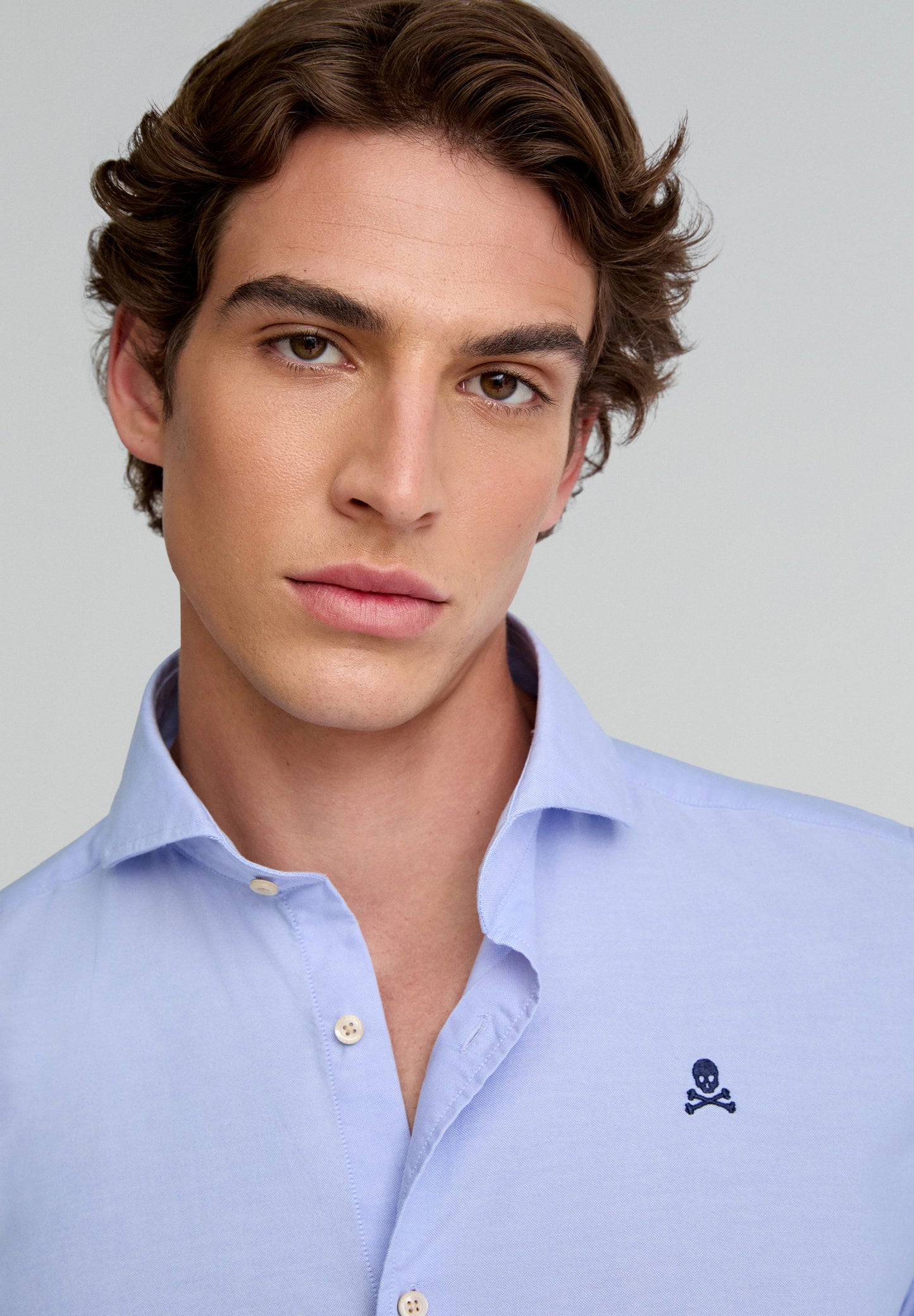 CONTRAST SKULL PLAIN FORMAL SHIRT