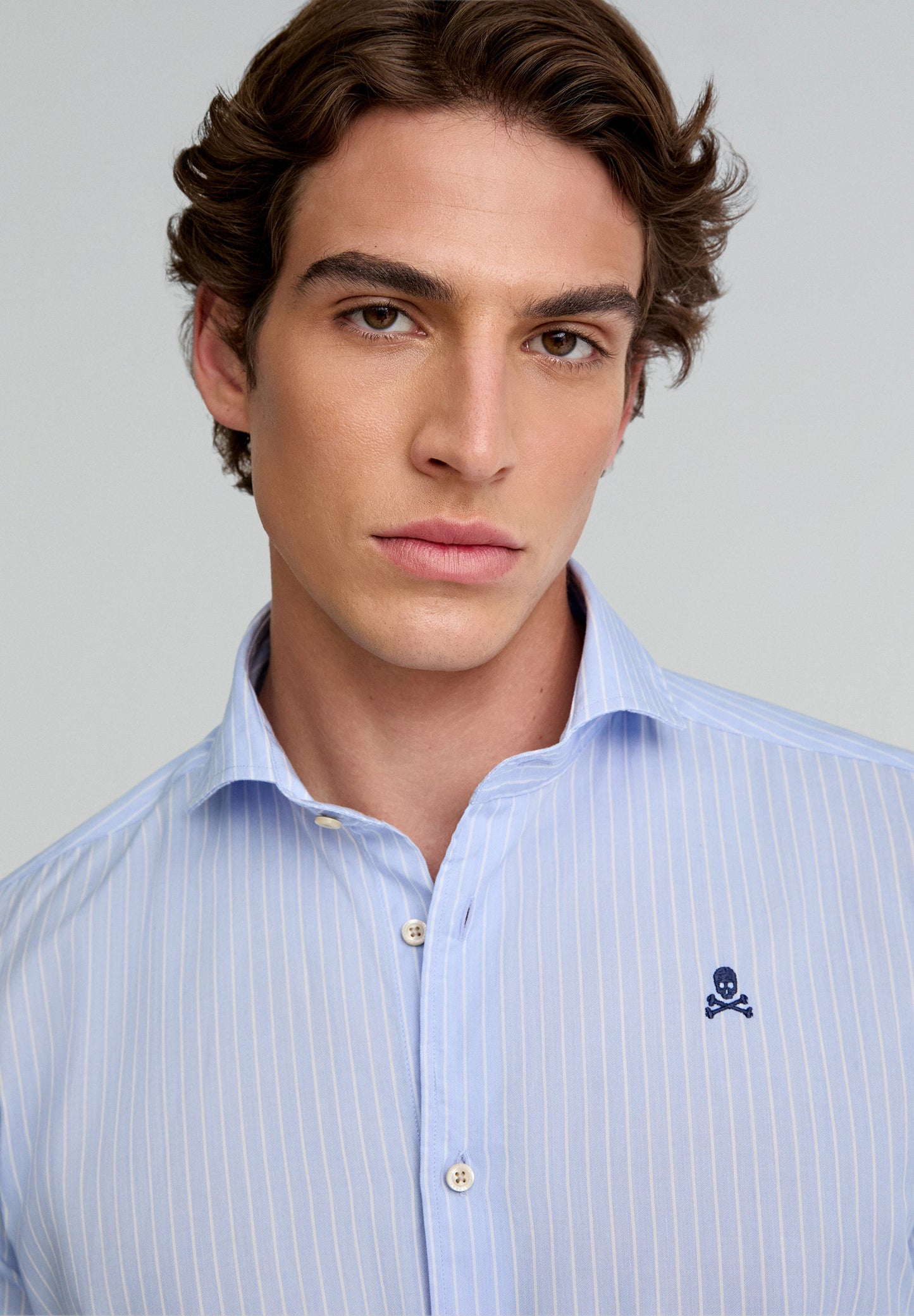 CONTRAST SKULL STRIPED FORMAL SHIRT