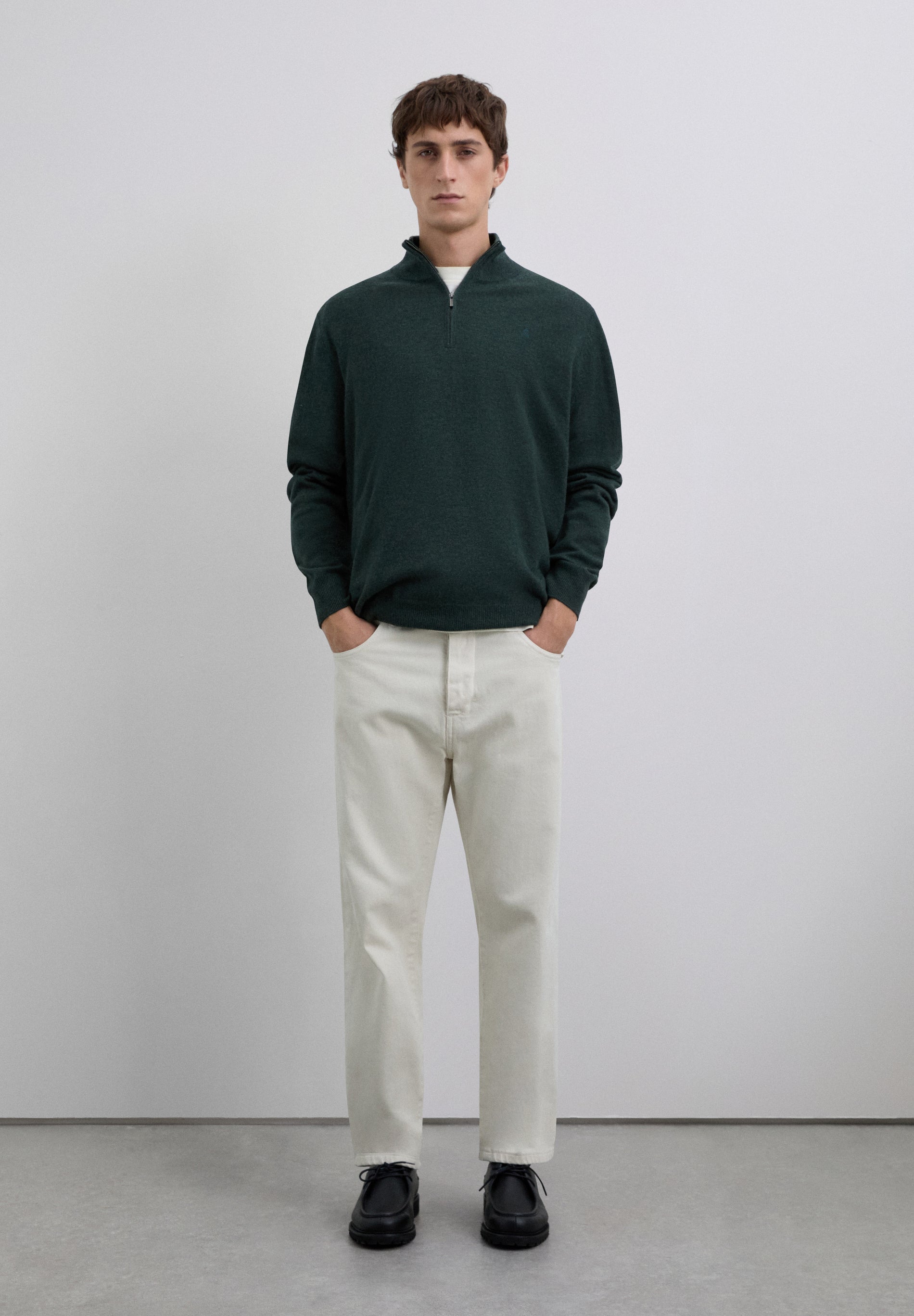 ZIPPED WOOL SWEATER WITH SKULL