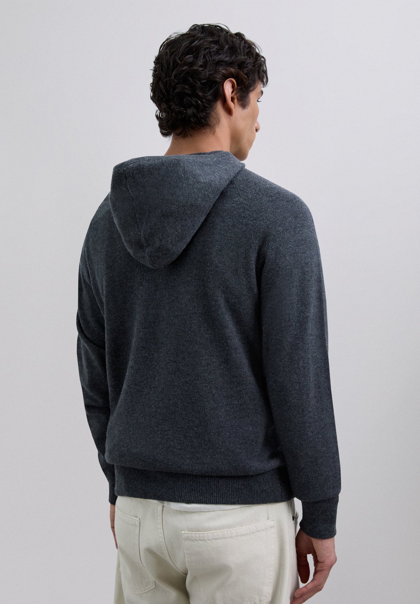 WOOL SWEATER WITH ADJUSTABLE HOOD