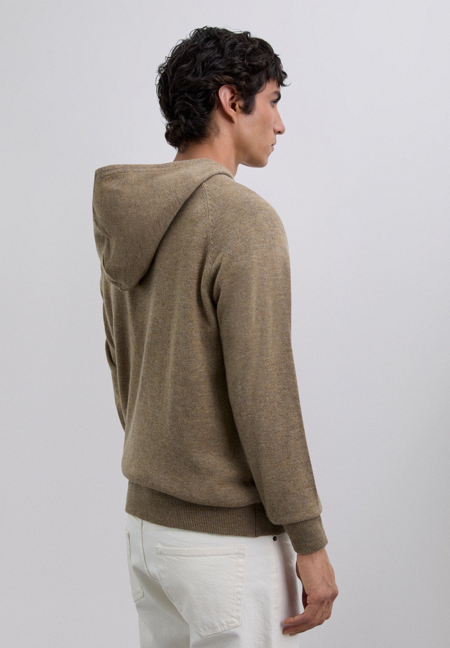 WOOL SWEATER WITH ADJUSTABLE HOOD