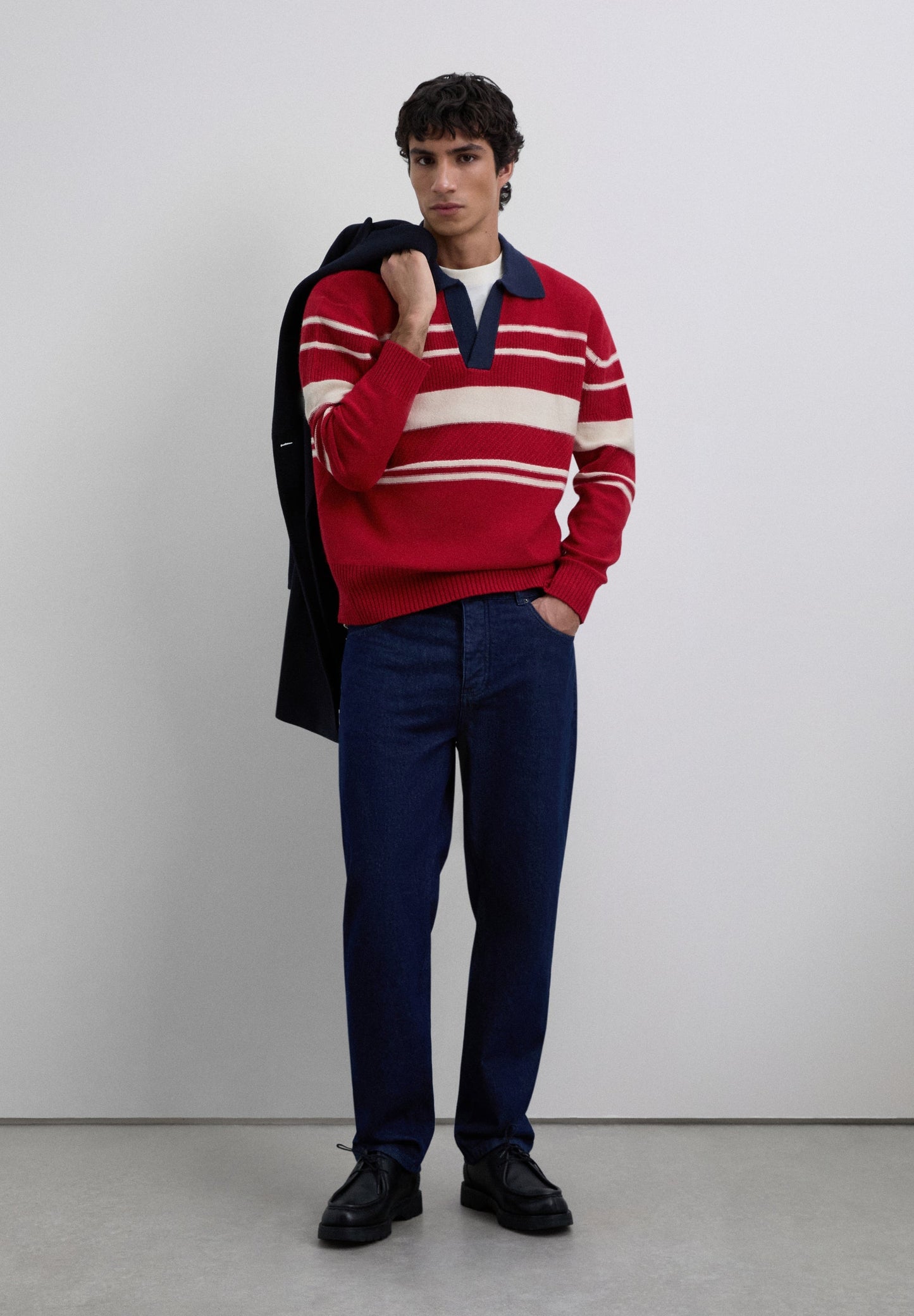 STRIPED POLO SWEATER