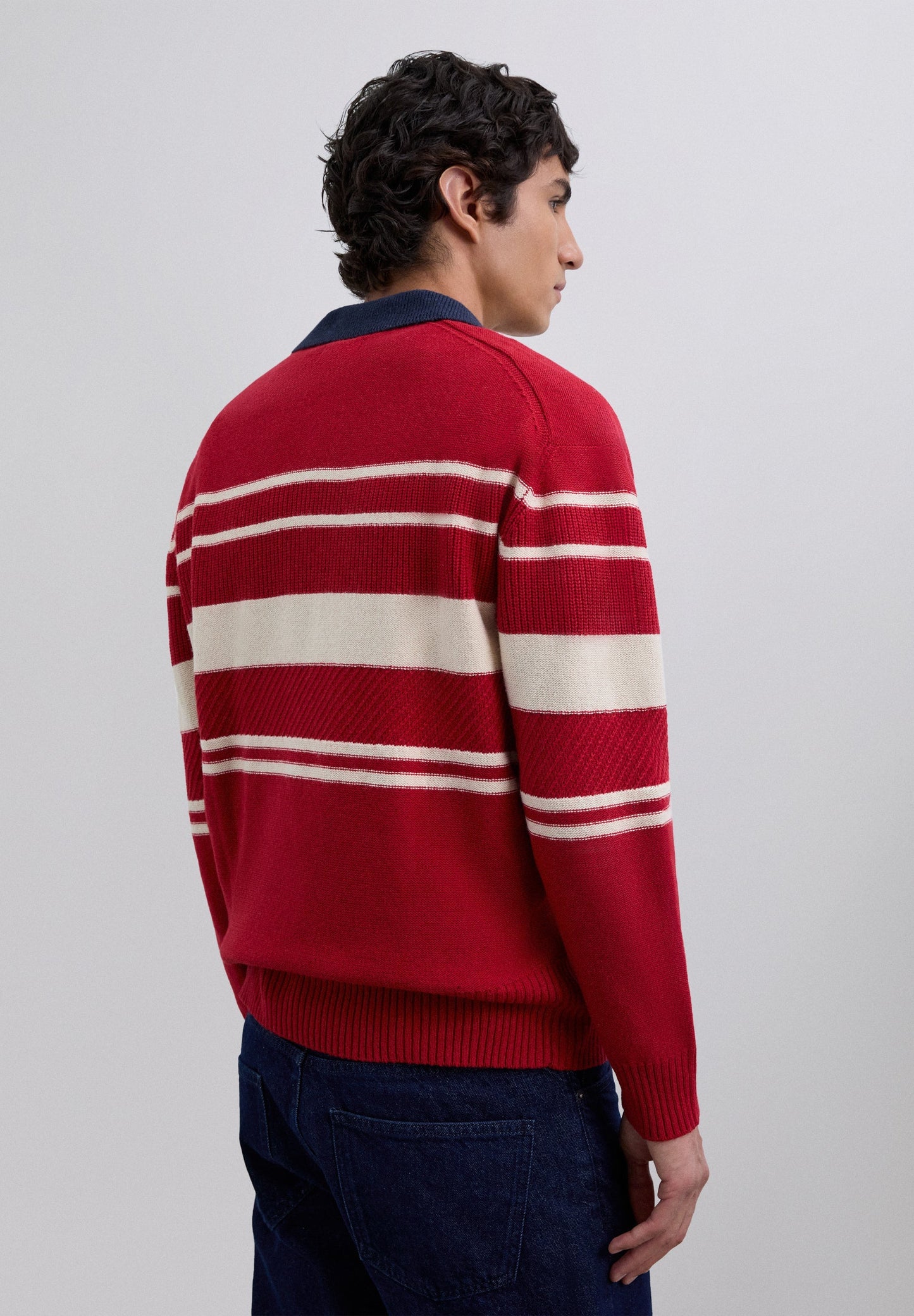 STRIPED WOOL POLO SHIRT SWEATER
