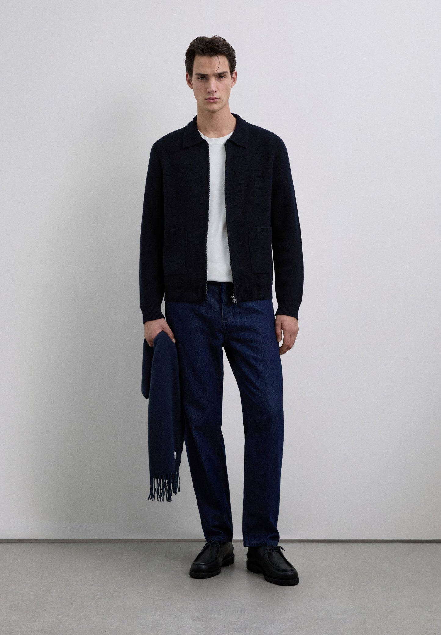 MERINO WOOL ZIP-UP CARDIGAN