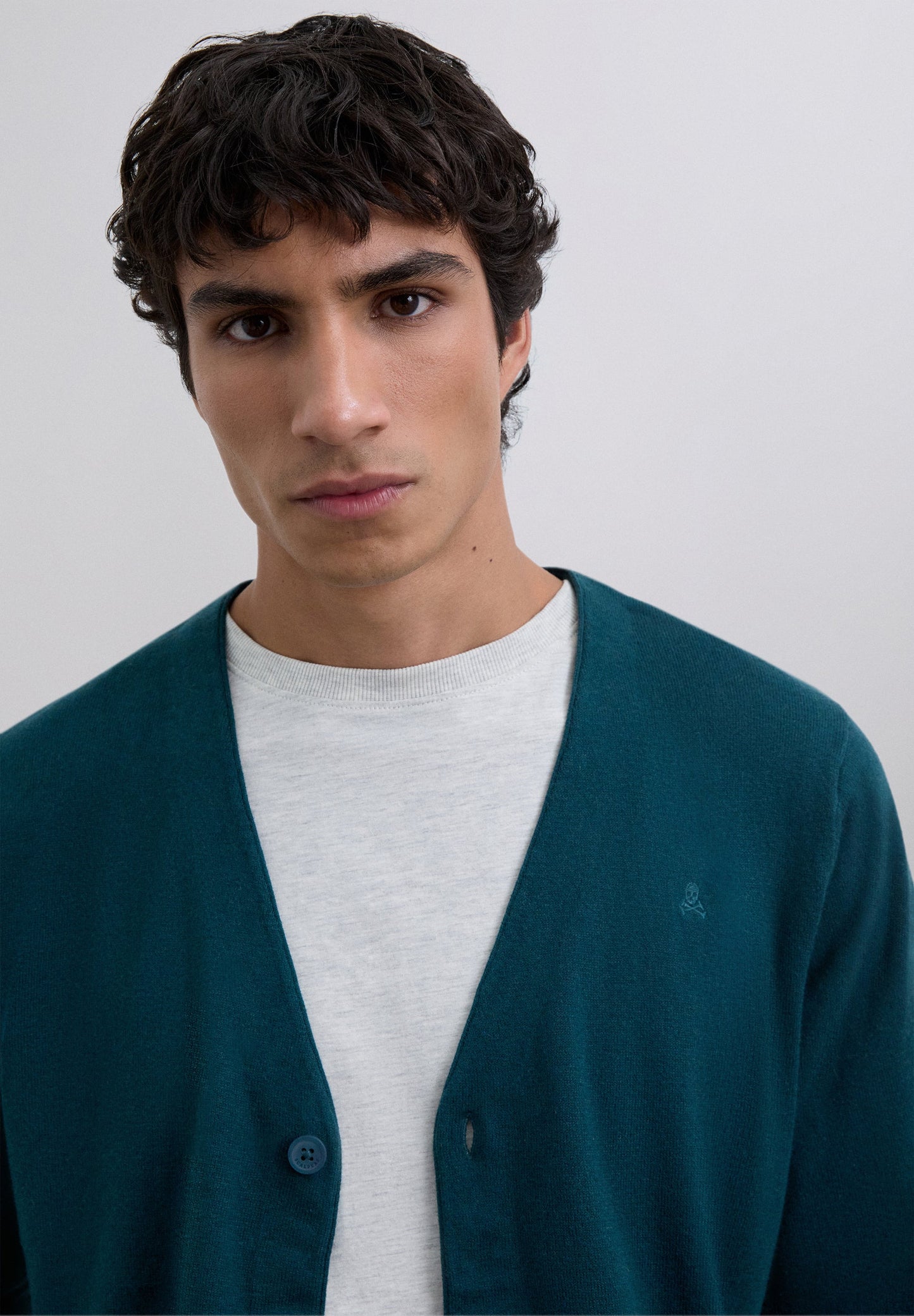 V-NECK CARDIGAN WITH SKULL