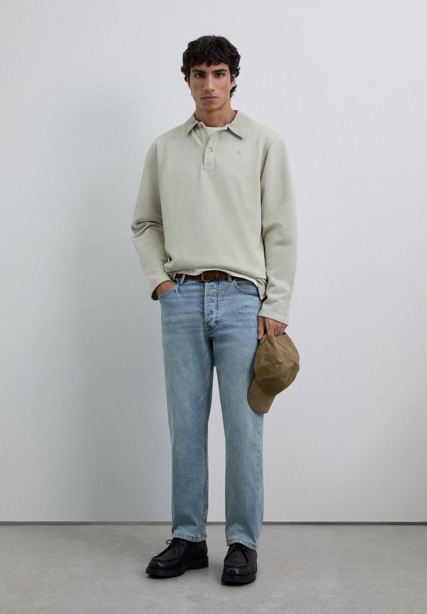 EMBROIDERED POLO SHIRT WITH CORDUROY COLLAR