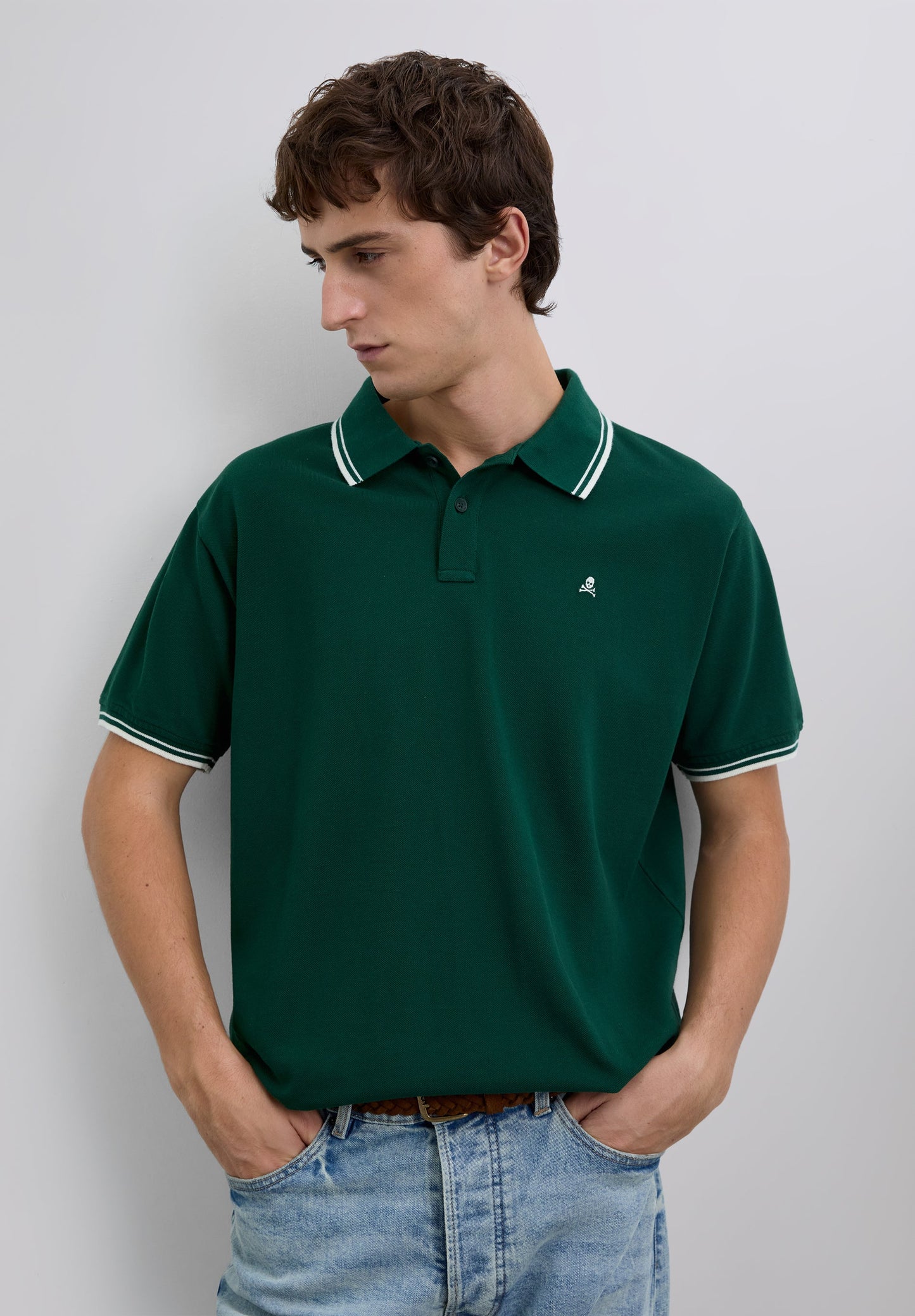CONTRAST SKULL POLO SHIRT