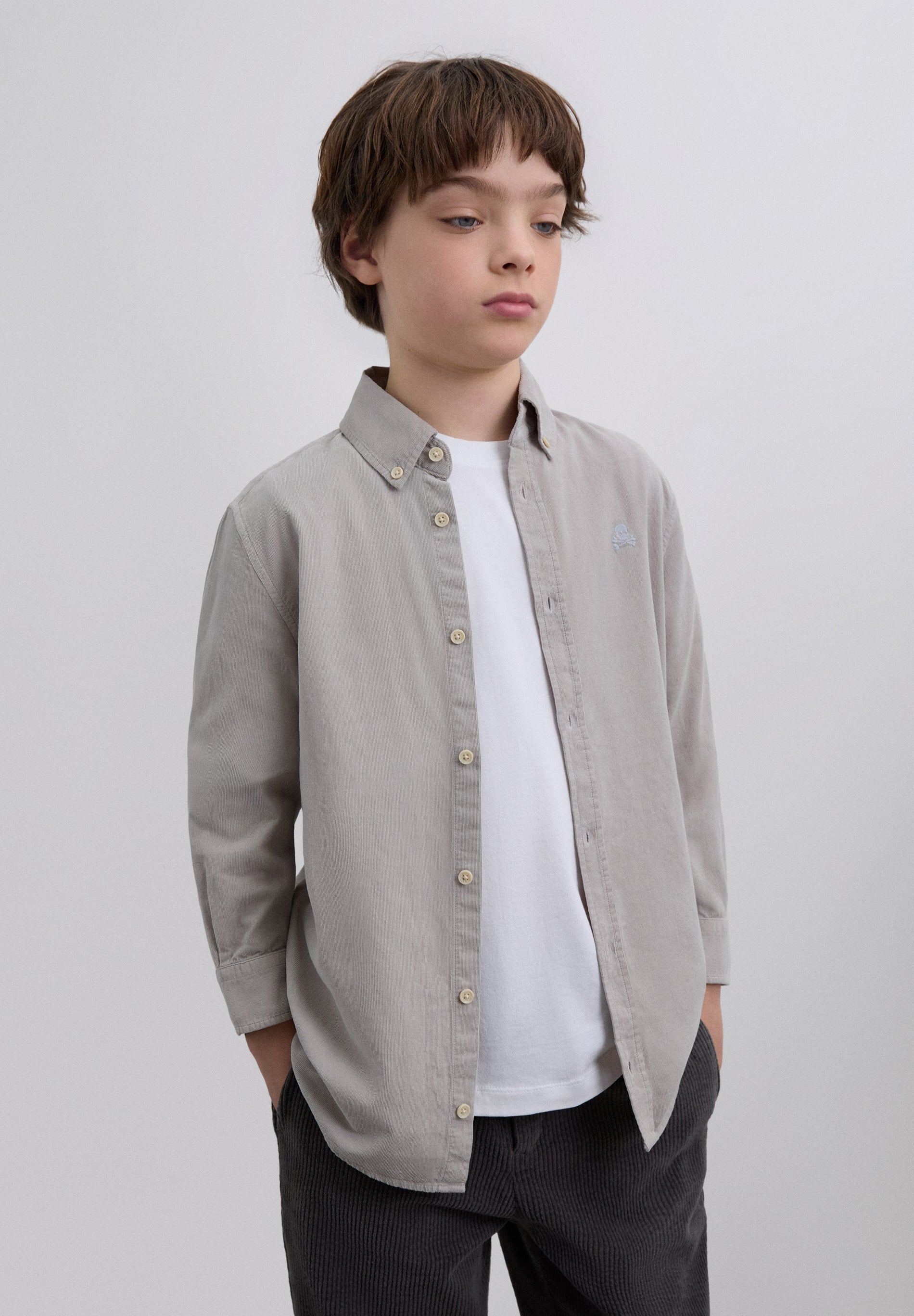 SHIRT WITH EMBROIDERED SKULL