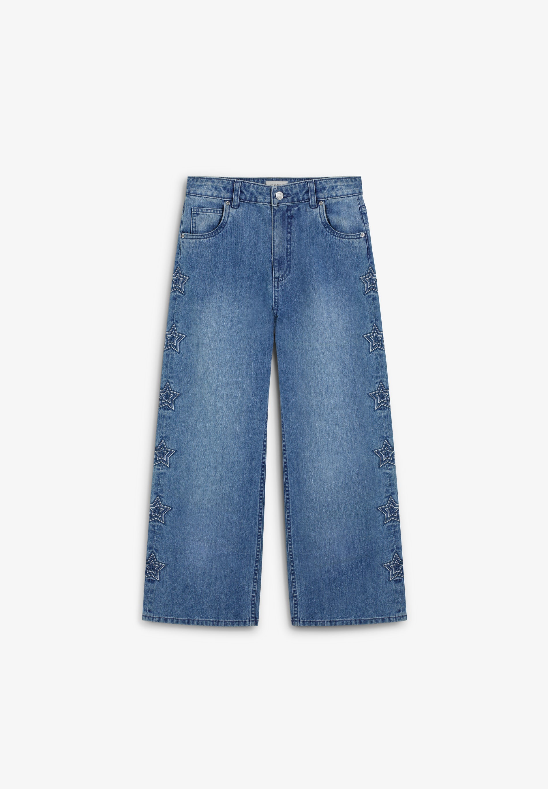 WIDE LEG TROUSERS WITH EMBROIDERED STARS