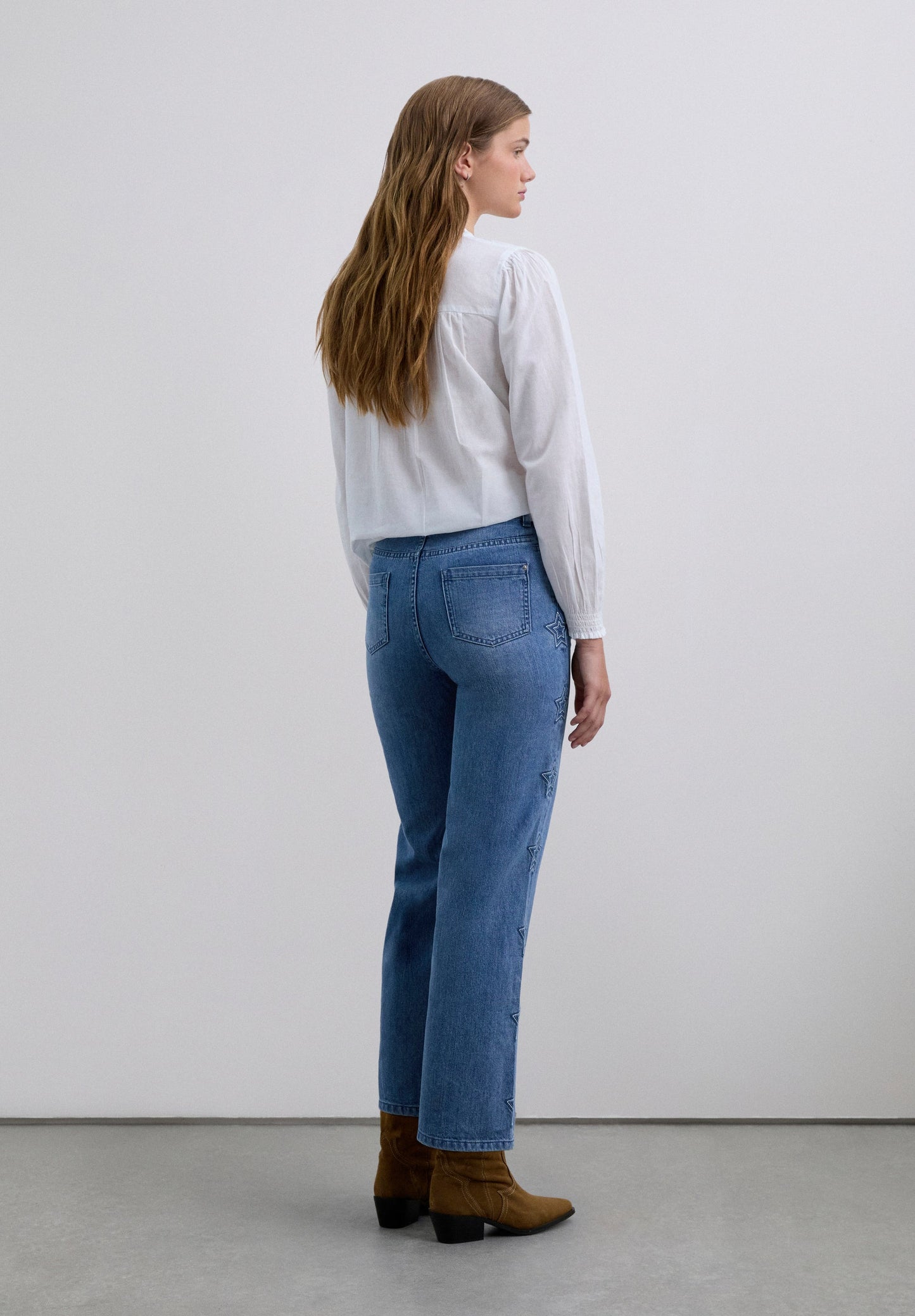 WIDE LEG TROUSERS WITH EMBROIDERED STARS