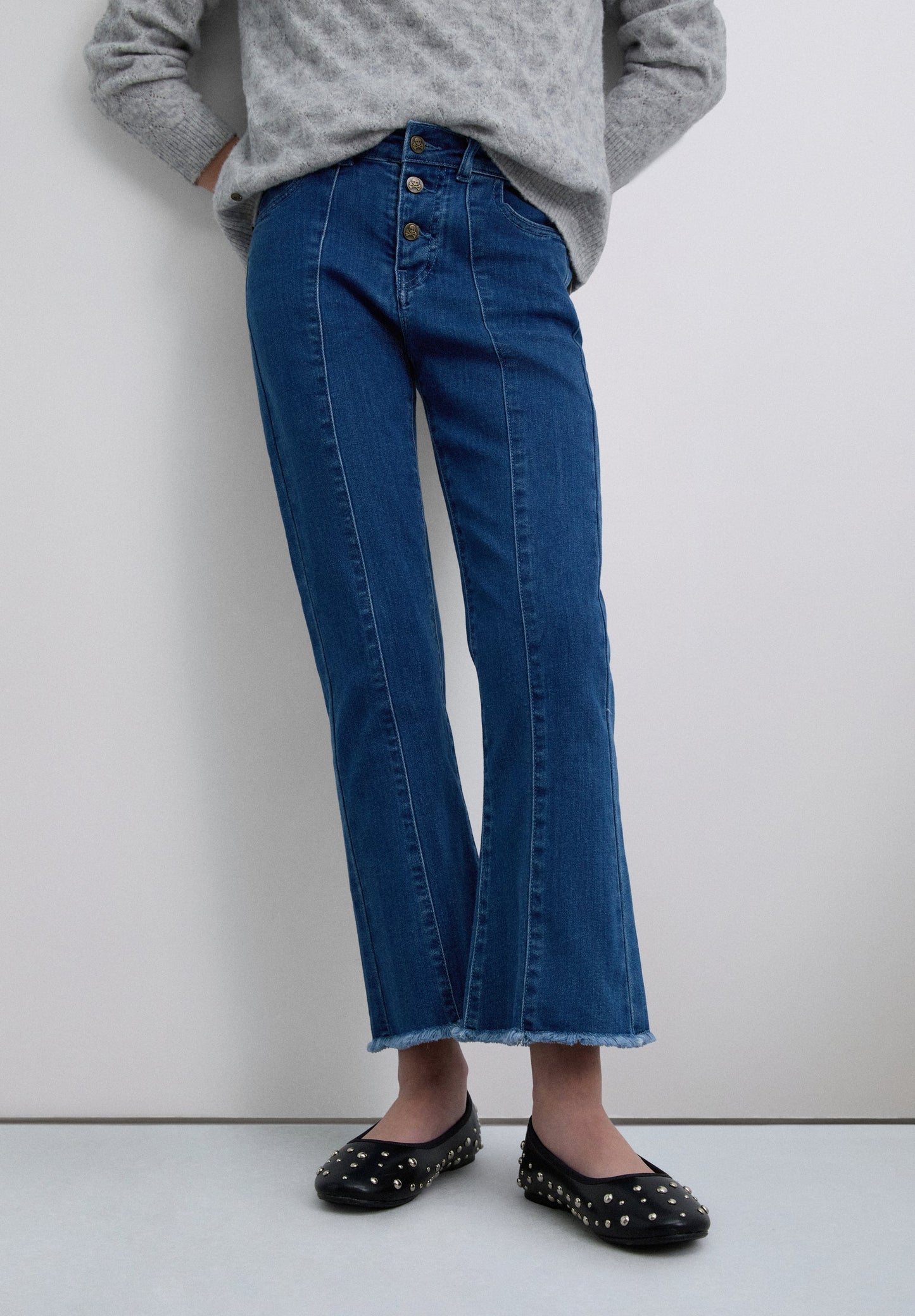 FLARED DENIM TROUSERS