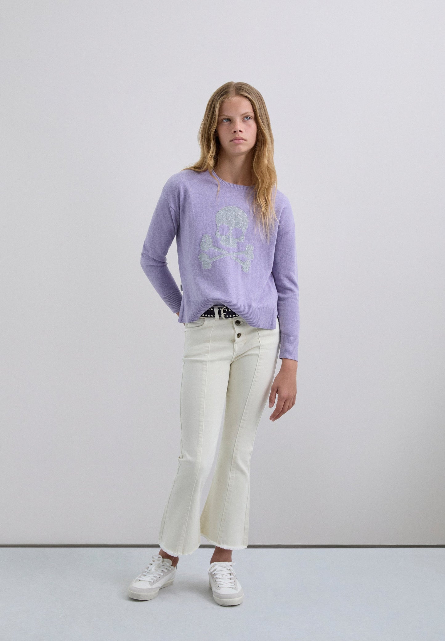 FLARED DENIM TROUSERS