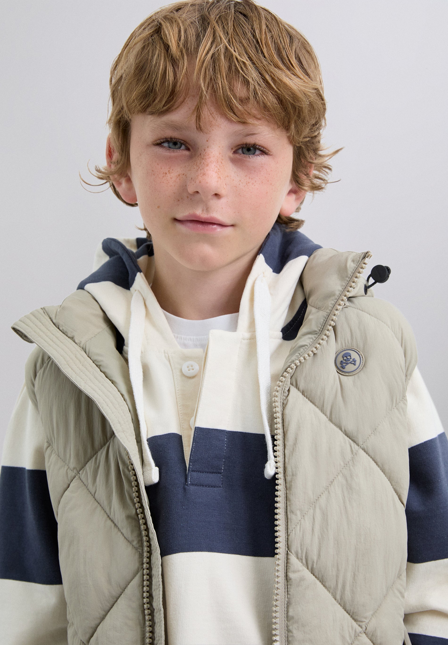 SKULL PUFFER VEST WITH HOOD