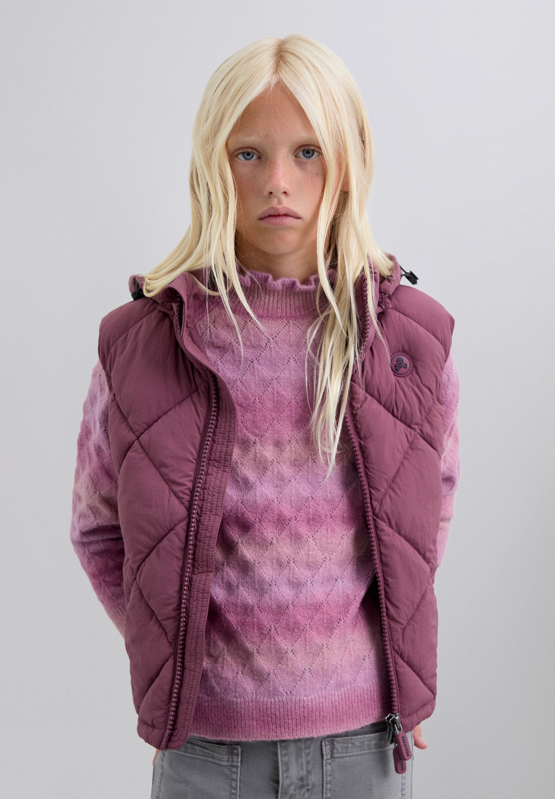 SKULL PUFFER VEST WITH HOOD