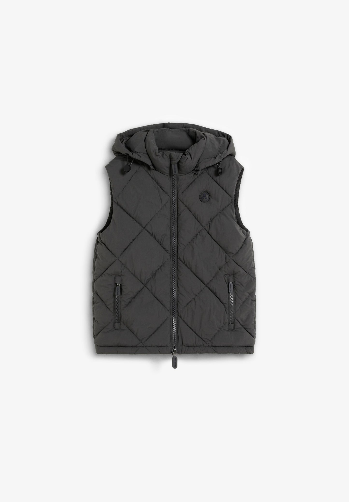 SKULL PUFFER VEST WITH HOOD