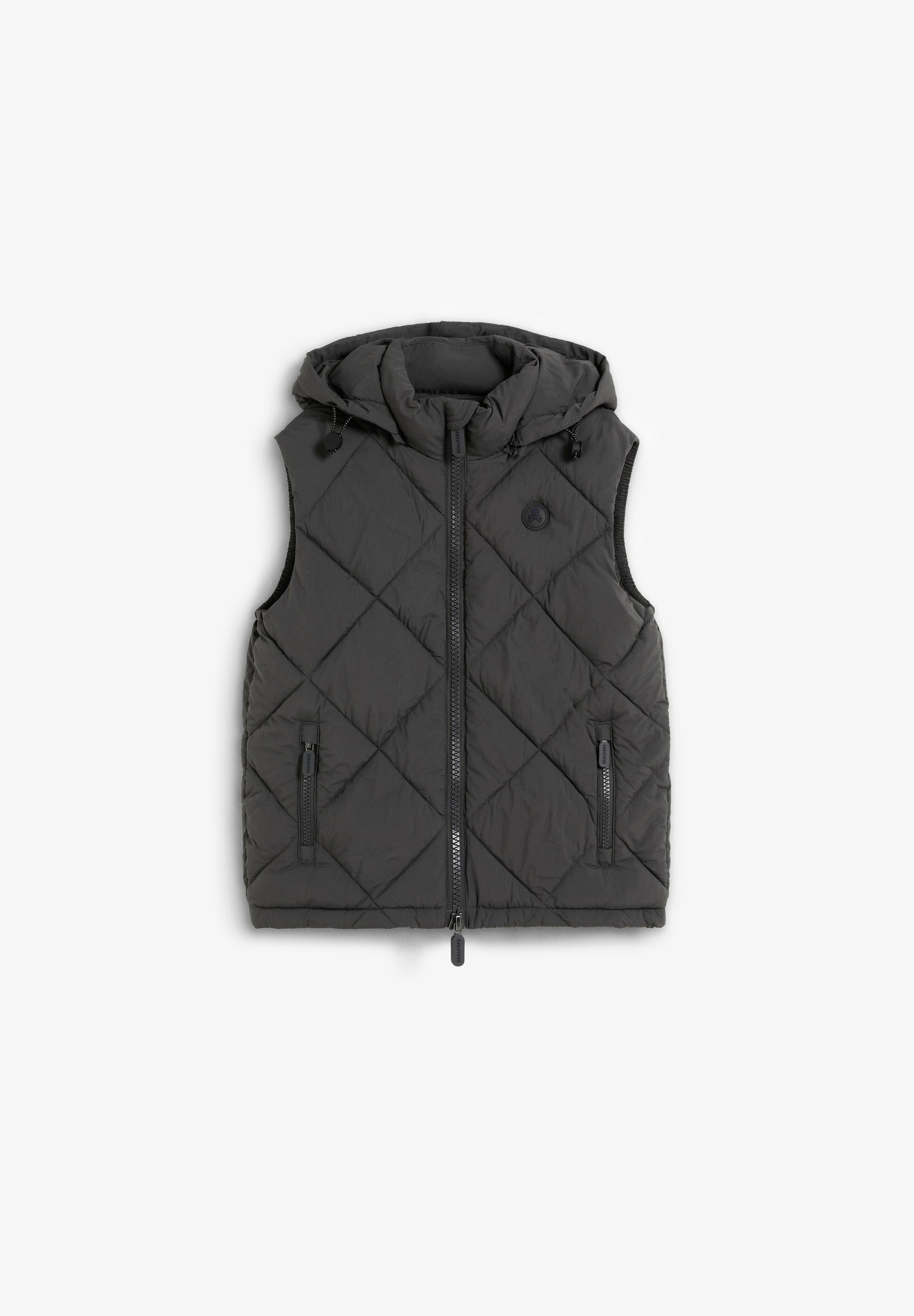 SKULL PUFFER VEST WITH HOOD