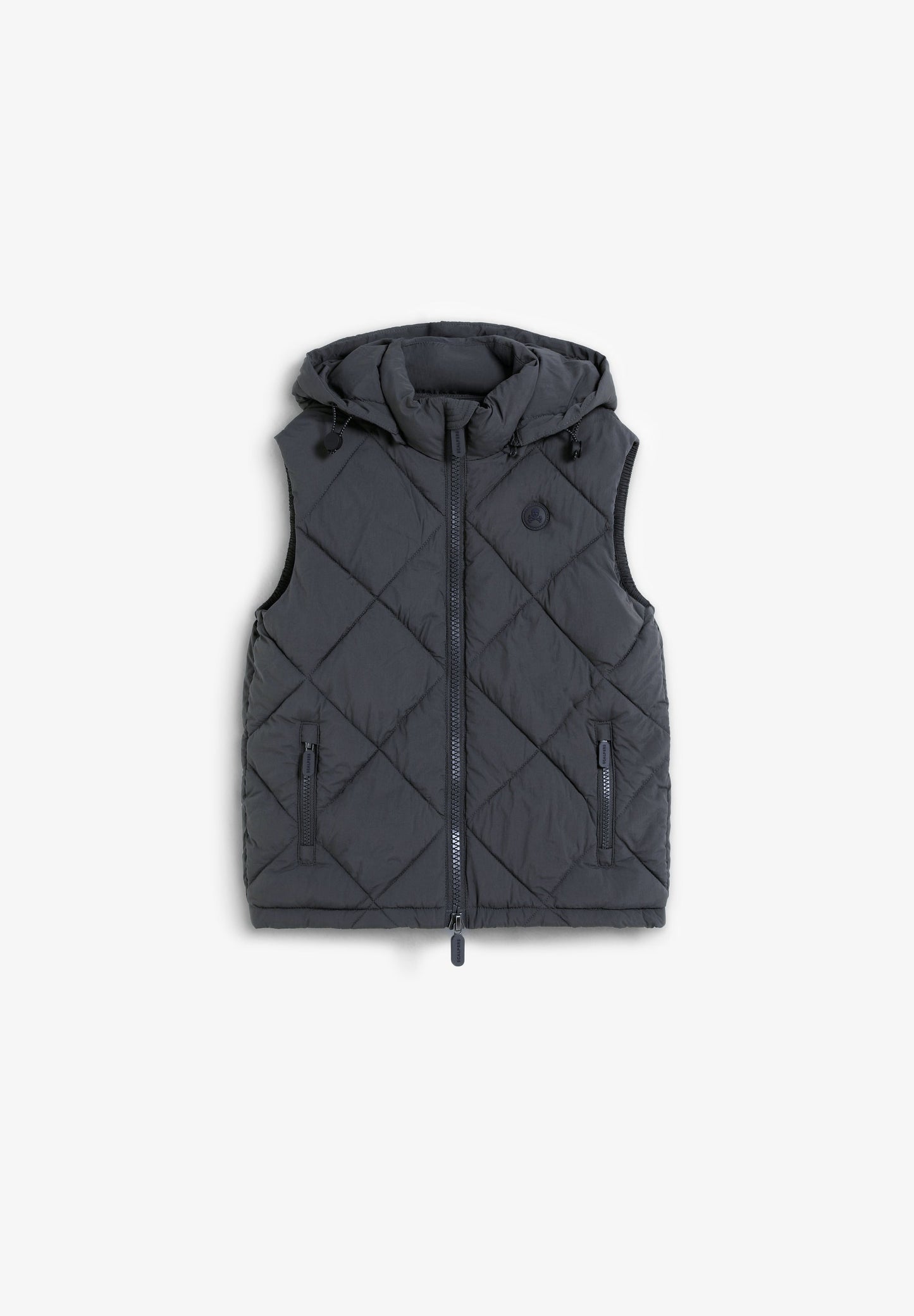 SKULL PUFFER VEST WITH HOOD